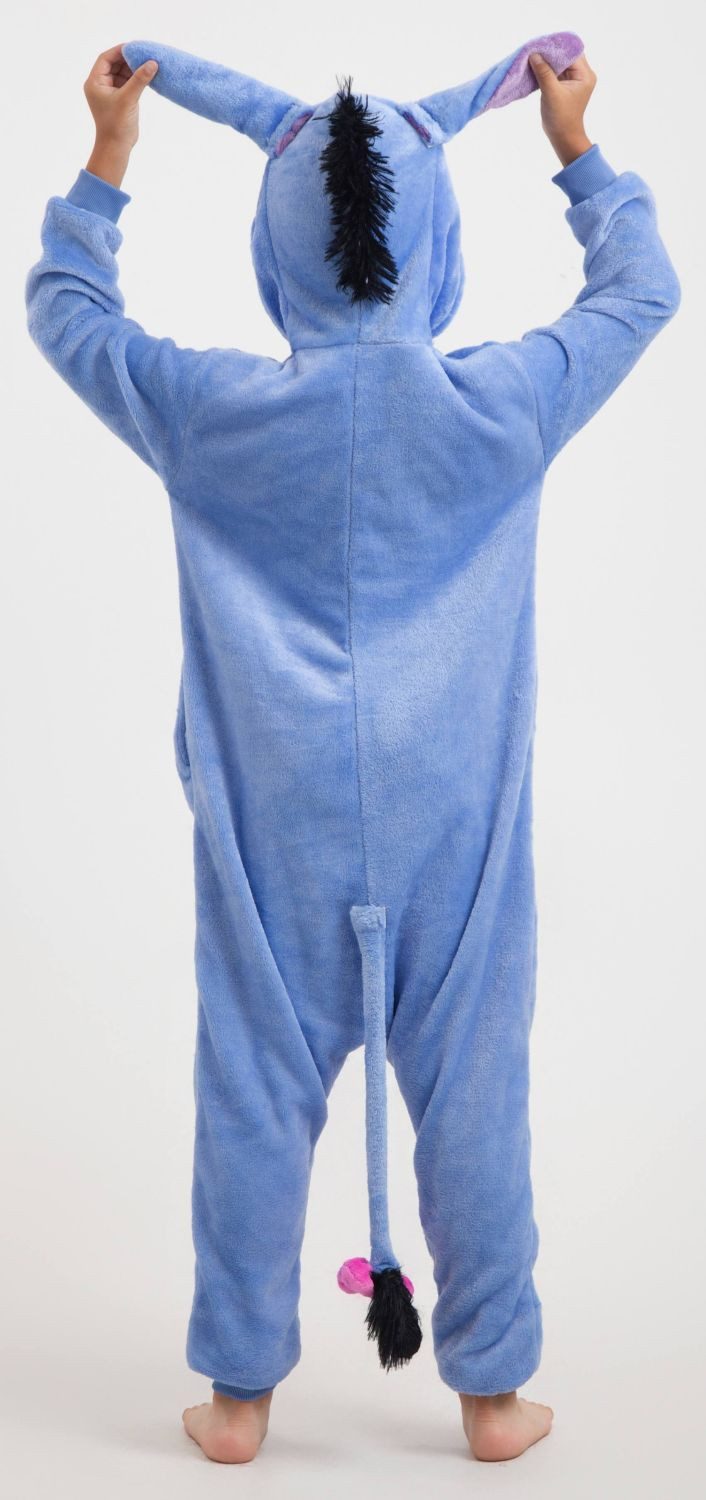 Corimori Jumpsuit Kinder Kostüm Jumpsuit Onesie verschiedene Designs (1-tlg) Fasching, Karneval, Tierkostüme Esel I-Ah 110-116 jungen mädchen – Bild 3 von 5