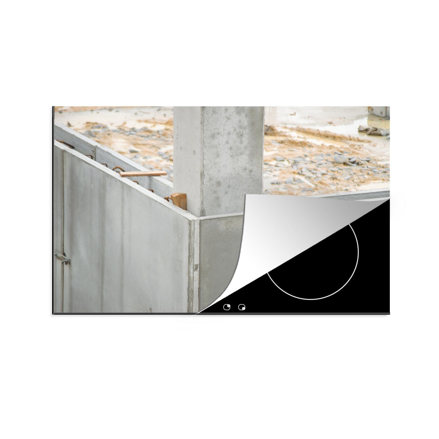 MuchoWow Herdblende-/Abdeckplatte Beton - Konstruktion - Baustelle, Vinyl, (1 tlg), 81x52 cm, Induktionskochfeld Schutz für die küche, Ceranfeldabdeckung