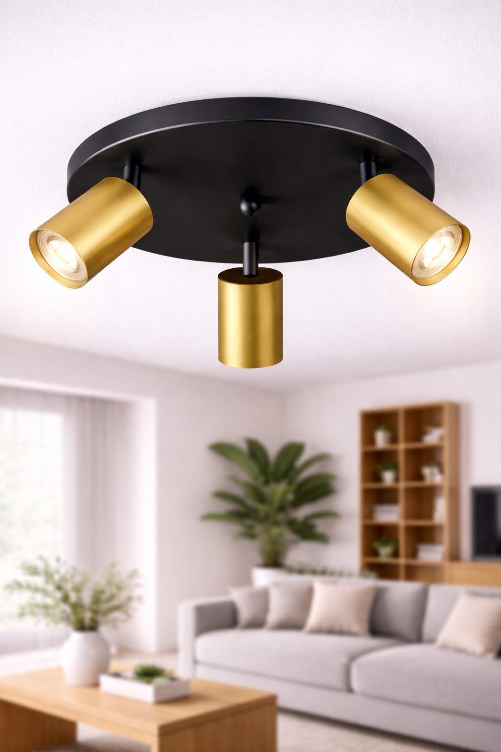 Braytron LED Deckenleuchte Spotleuchte Rund oder Eckig 1-4 Flammig GU10 Fassung Weiß Schwarz Gold, ohne Leuchtmittel, Deckenlampe GU10, Schwenkbare Spots, 1-4 Flammig