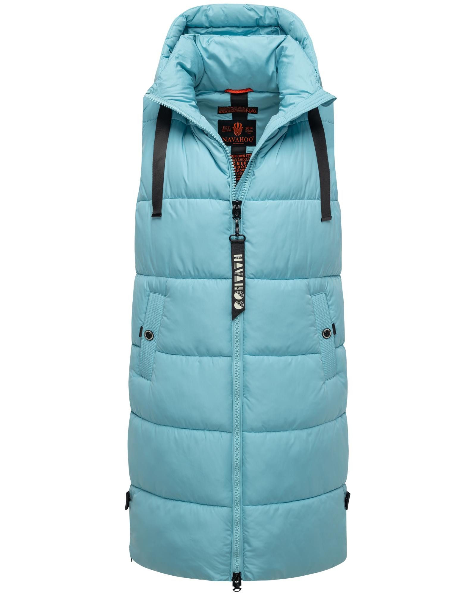 Navahoo Steppweste Schnuffelchen (1-tlg) warme Damen Outdoor-Weste lang mit Kapuze