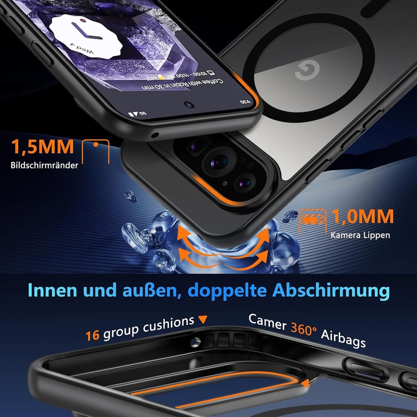 CoolGadget Handyhülle Magnet-Hülle für Pixel 10 Pro Schutzhülle magnetisch 6,3 Zoll, Hülle Matt Stoßfest kompatibel mit QI-Laden Zubehör Kameraschutz Case