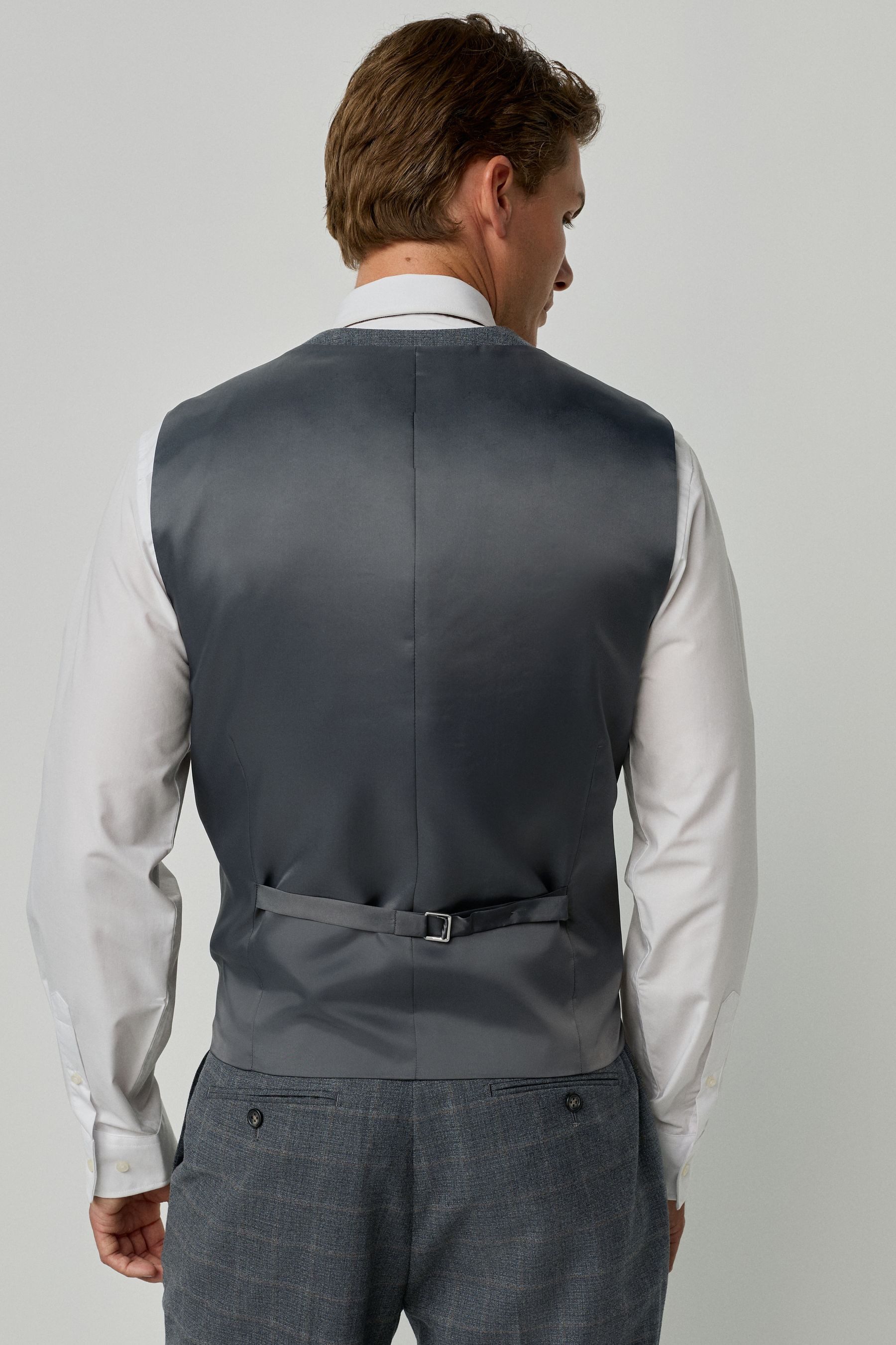 Next Anzugweste Tailored Fit Anzugweste aus Flanell mit Karos (1-tlg)