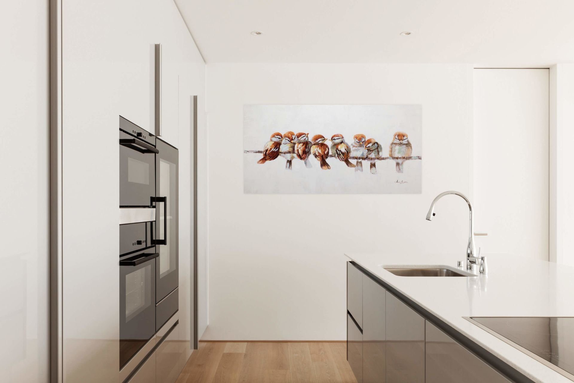 KUNSTLOFT Gemälde Happy Family Reunion HANDGEMALT 100% Leinwandbild 120x60 cm, Wohnzimmer Wandbild