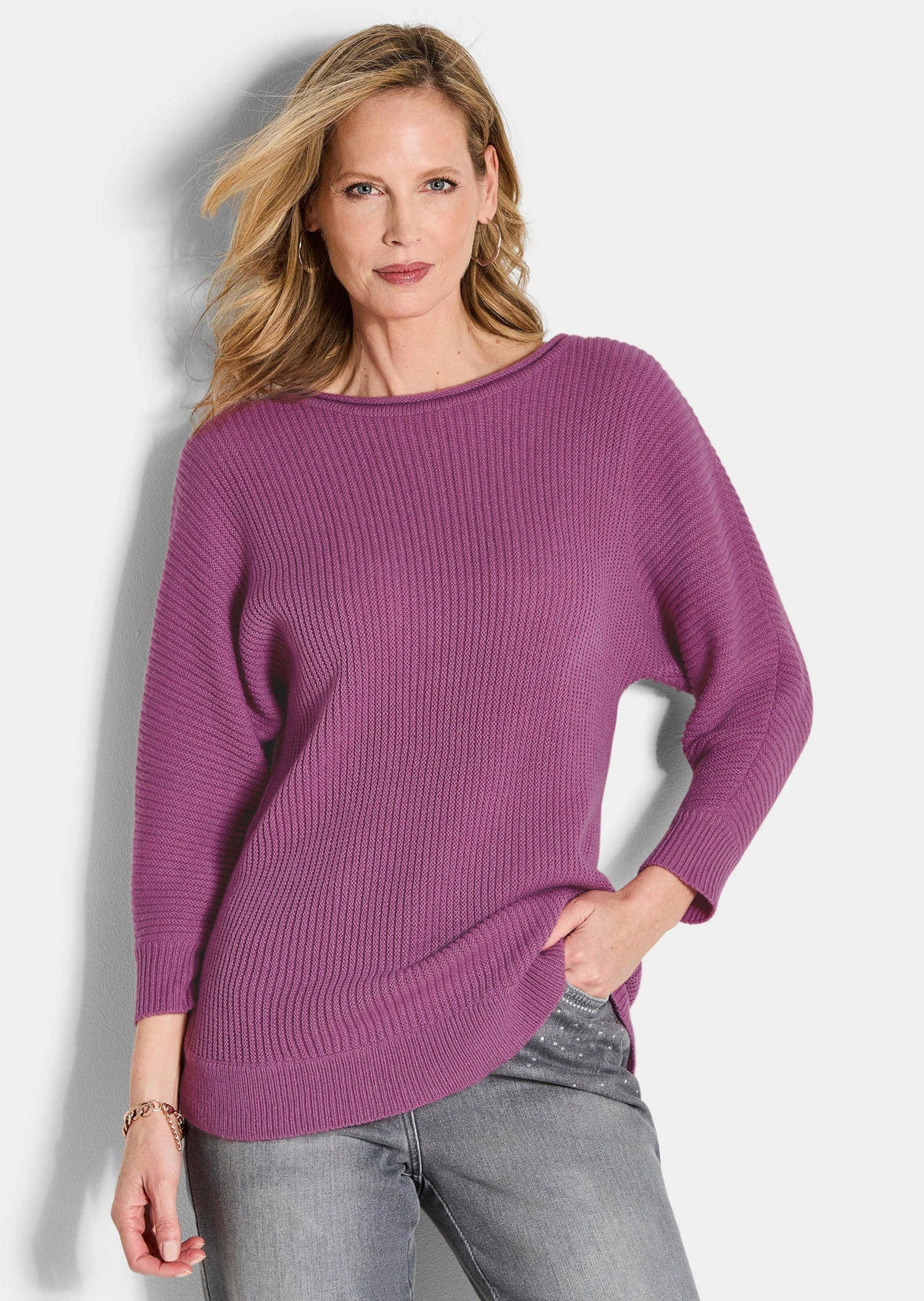 GOLDNER Strickpullover Fledermausärmel-Pullover, Schurwolle Strickoberteil günstig online kaufen