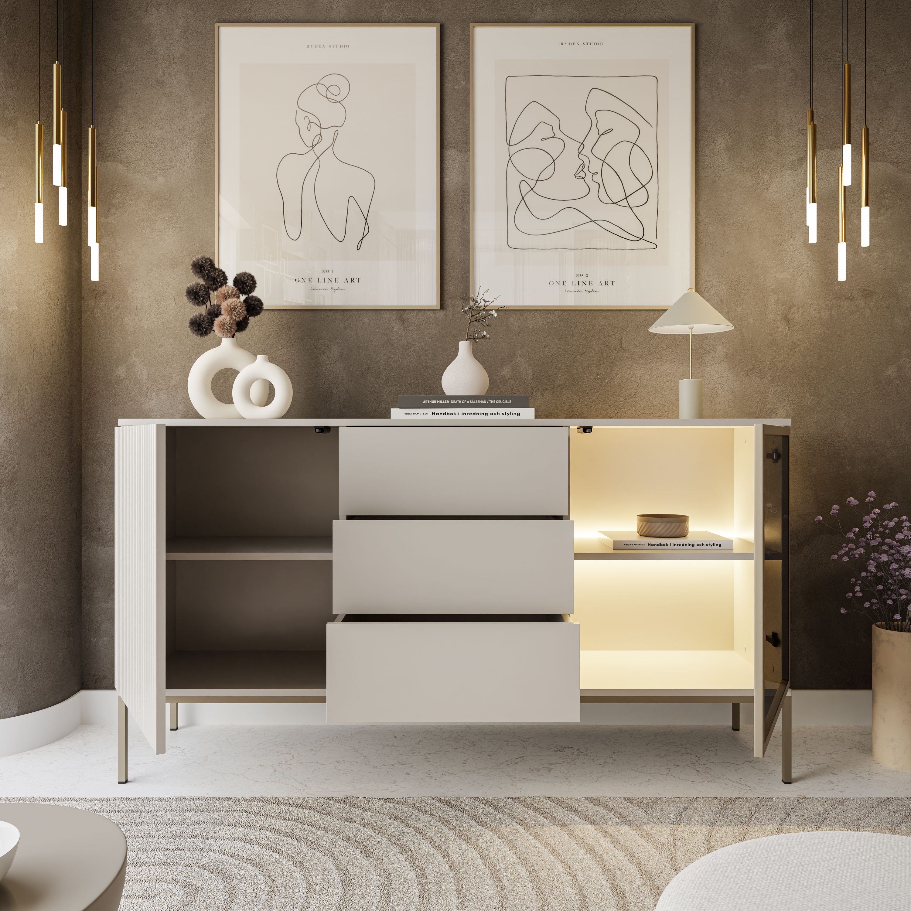 Lookway Kommode ECLIPSE KSZ154 Kaschmir mit Beleuchtung