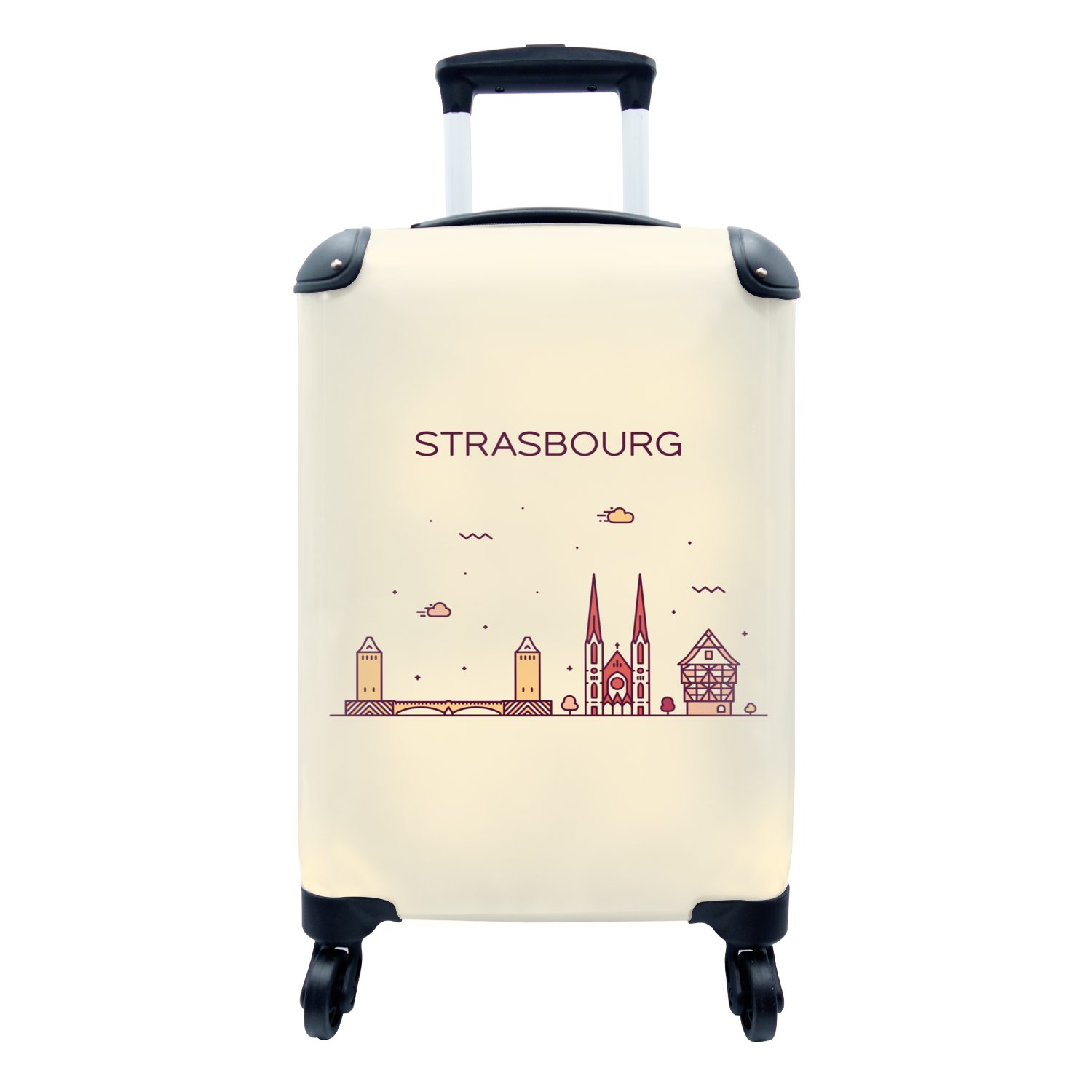 MuchoWow Handgepäckkoffer Frankreich - Skyline - Straßburg, 4 Rollen, Reisetasche mit rollen, Handgepäck für Ferien, Trolley, Reisekoffer