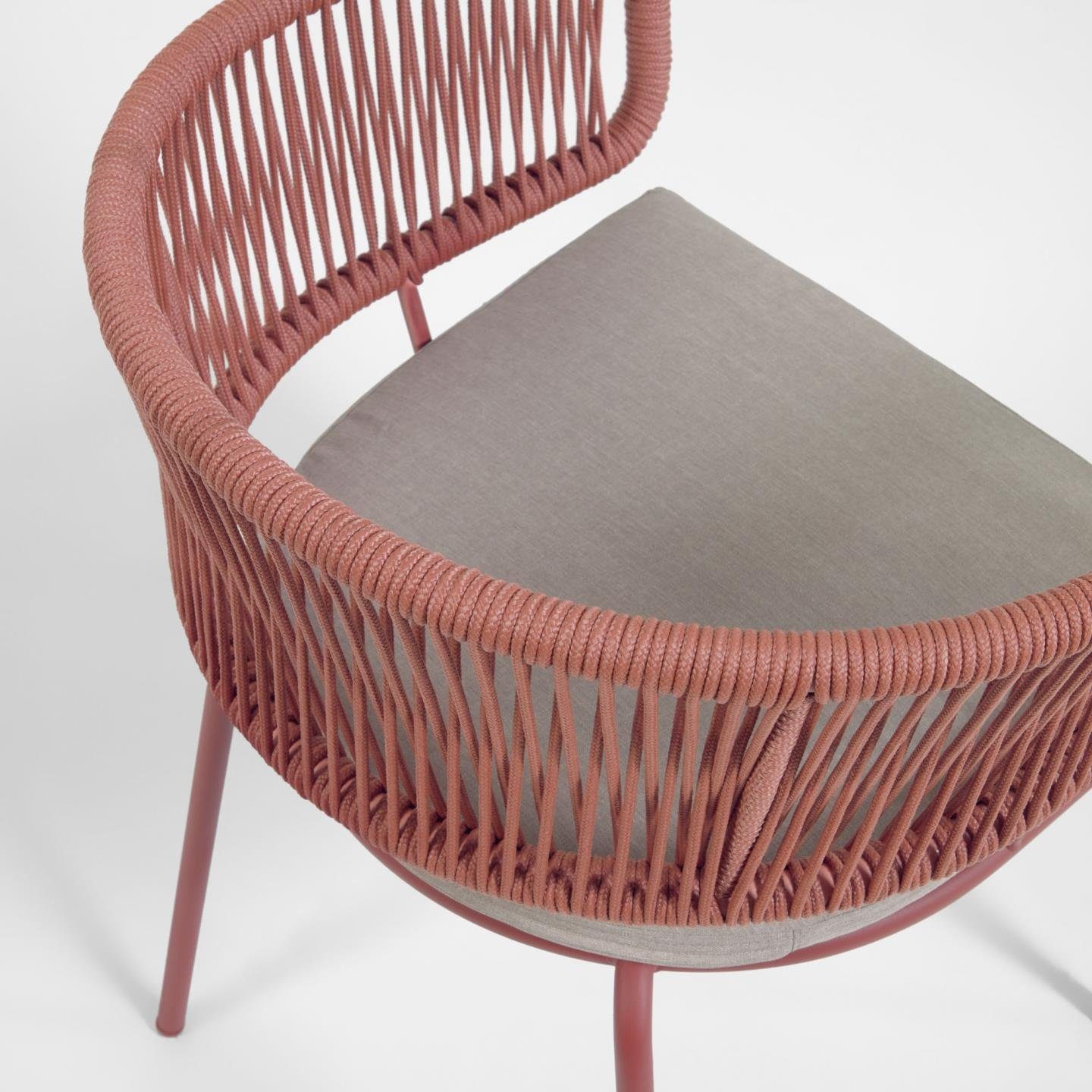 73 cm Stühle x Natur24 58 x 55 Gartenstuhl und Nadin 4er mit rosa Set Stahl Seil
