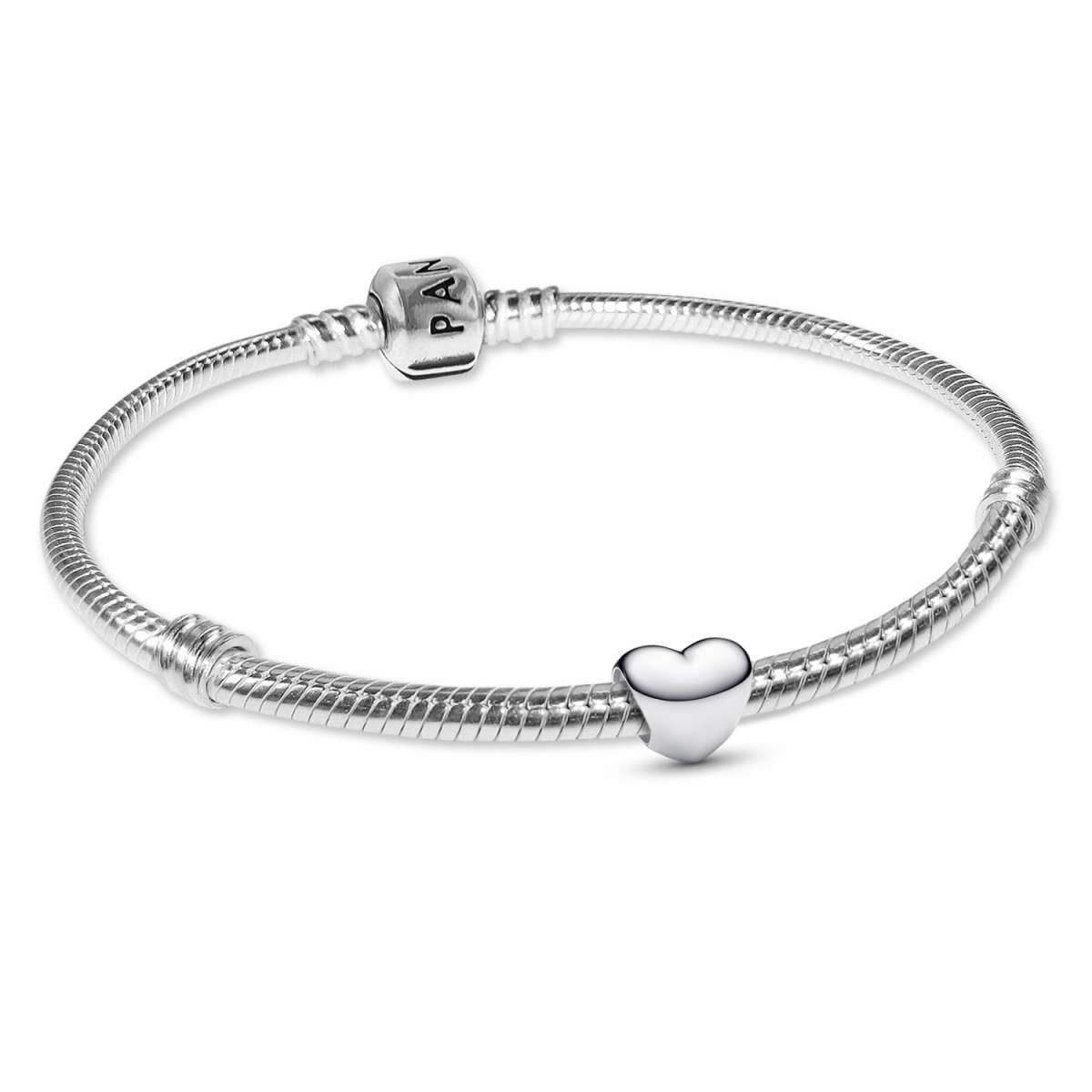 Pandora Silberarmband 21492, für Damen Silber Starterset mit Mini Herz
