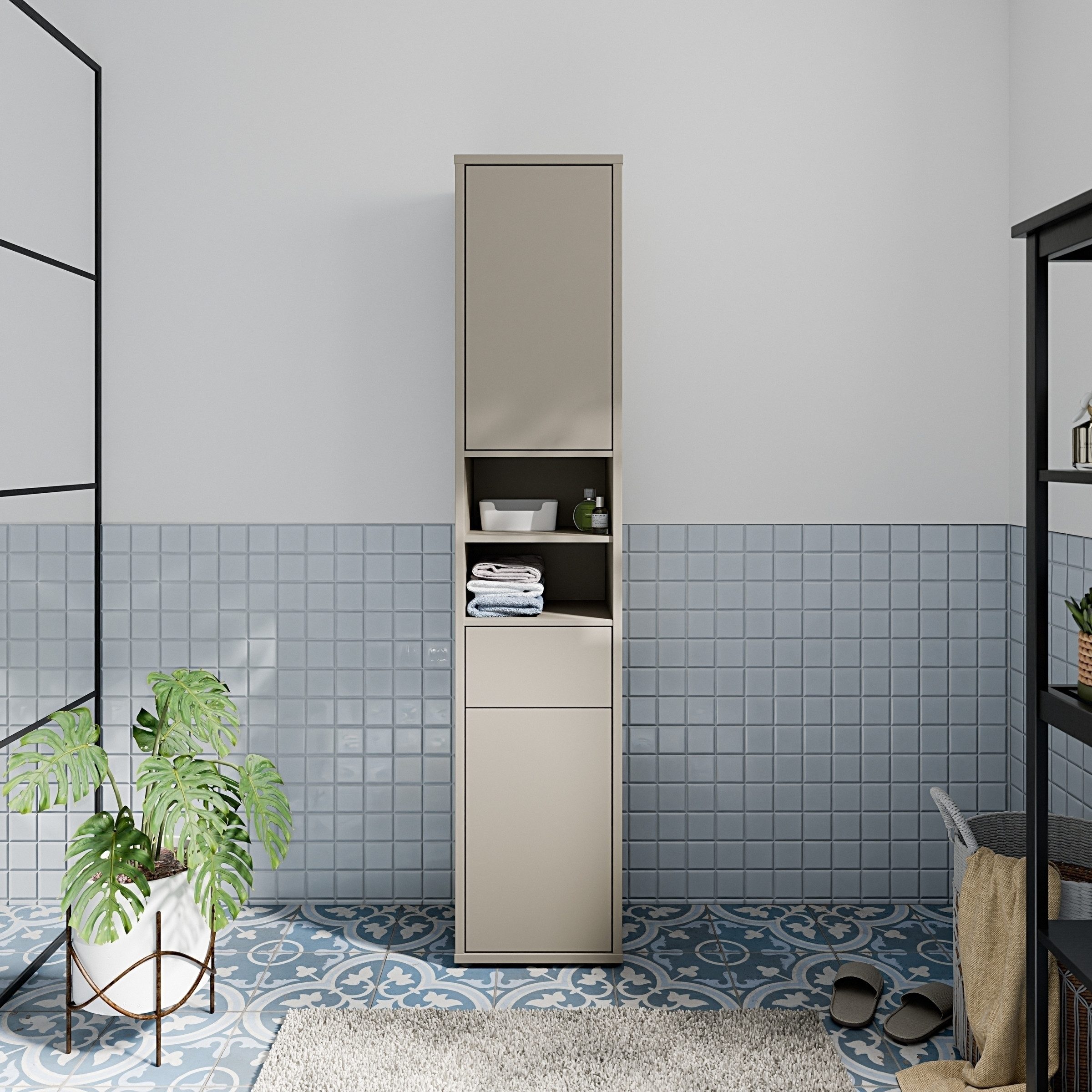 PREISBRECHER Seitenschrank ALICE SPRINGS in Taupe - 39,8x191,9x34,9cm (BxHxT)