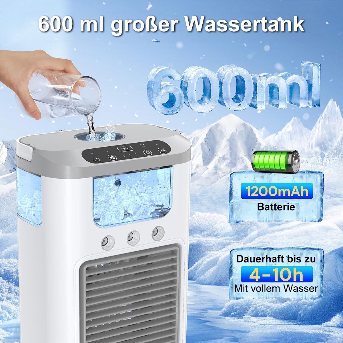 DOPWii Tischventilator Mobile Mini-Klimaanlage mit Wiederaufladbar, günstig online kaufen