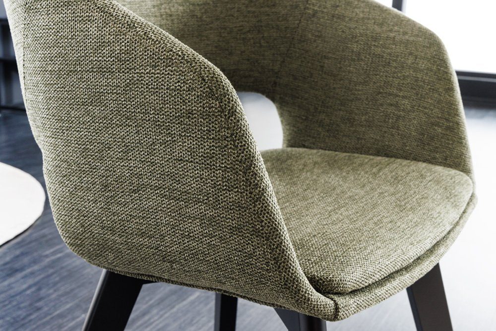 riess-ambiente Polsterstuhl NORDIC STAR grün – Strukturstoff, Massivholz-Beine, mit Armlehne (Einzelartikel, 1 St), Retro-Design mit Sitzkomfort – ideal für Dein gemütliches Esszimmer