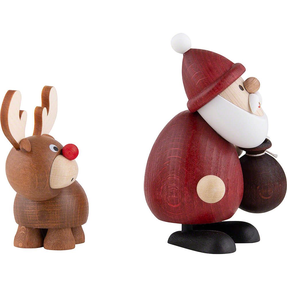 Ullrich Kunsthandwerk Dekofigur Weihnachtsmann mit Elch (9,4cm) von Ullrich Kunsthandwerk