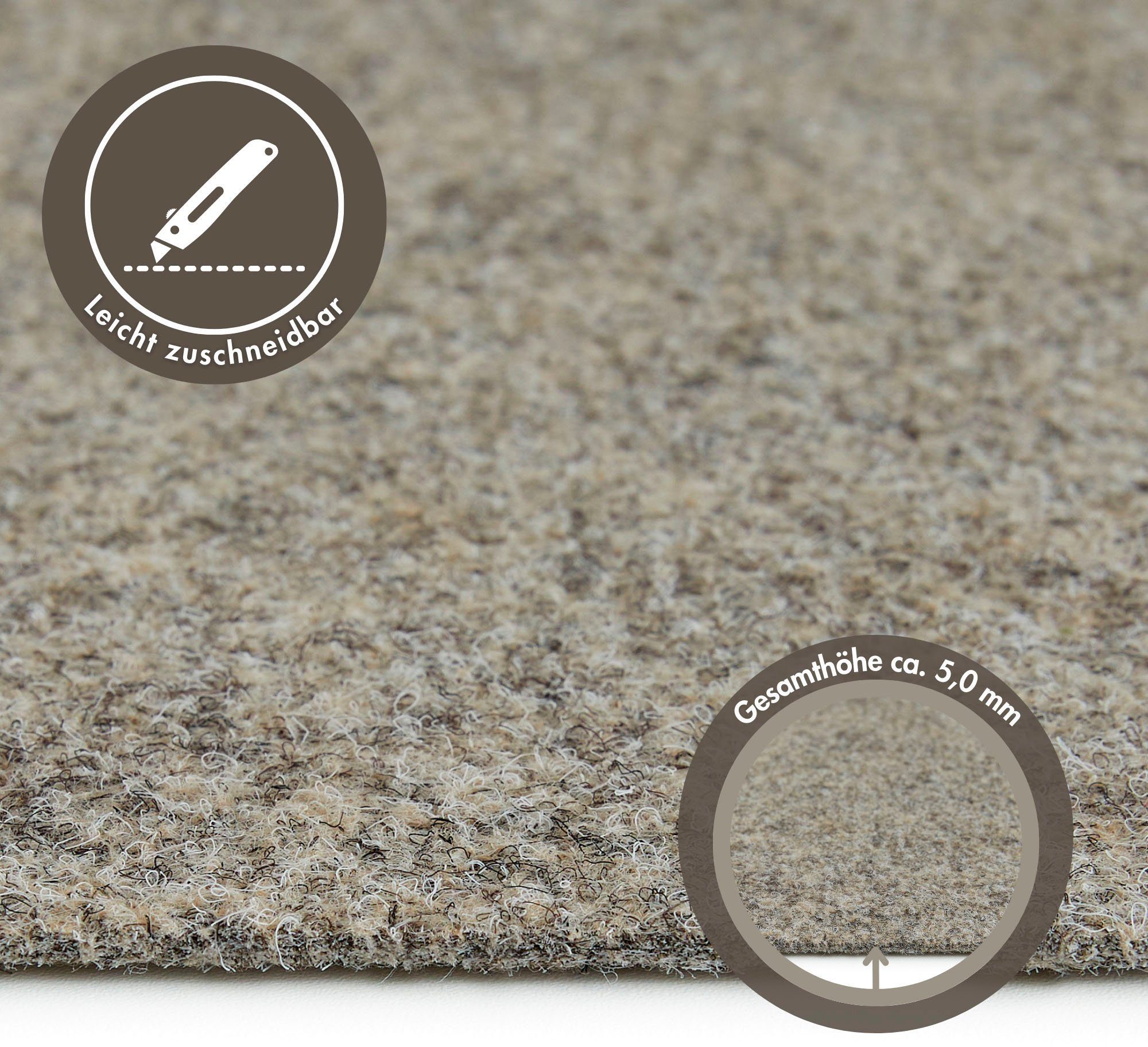 Andiamo Teppichboden Invita, Nadelvlies, Gesamthöhe 5 mm, Luxusklasse LC1, rechteckig, melierte Optik, Breite 200 cm oder 400 cm, robust & strapazierfähig