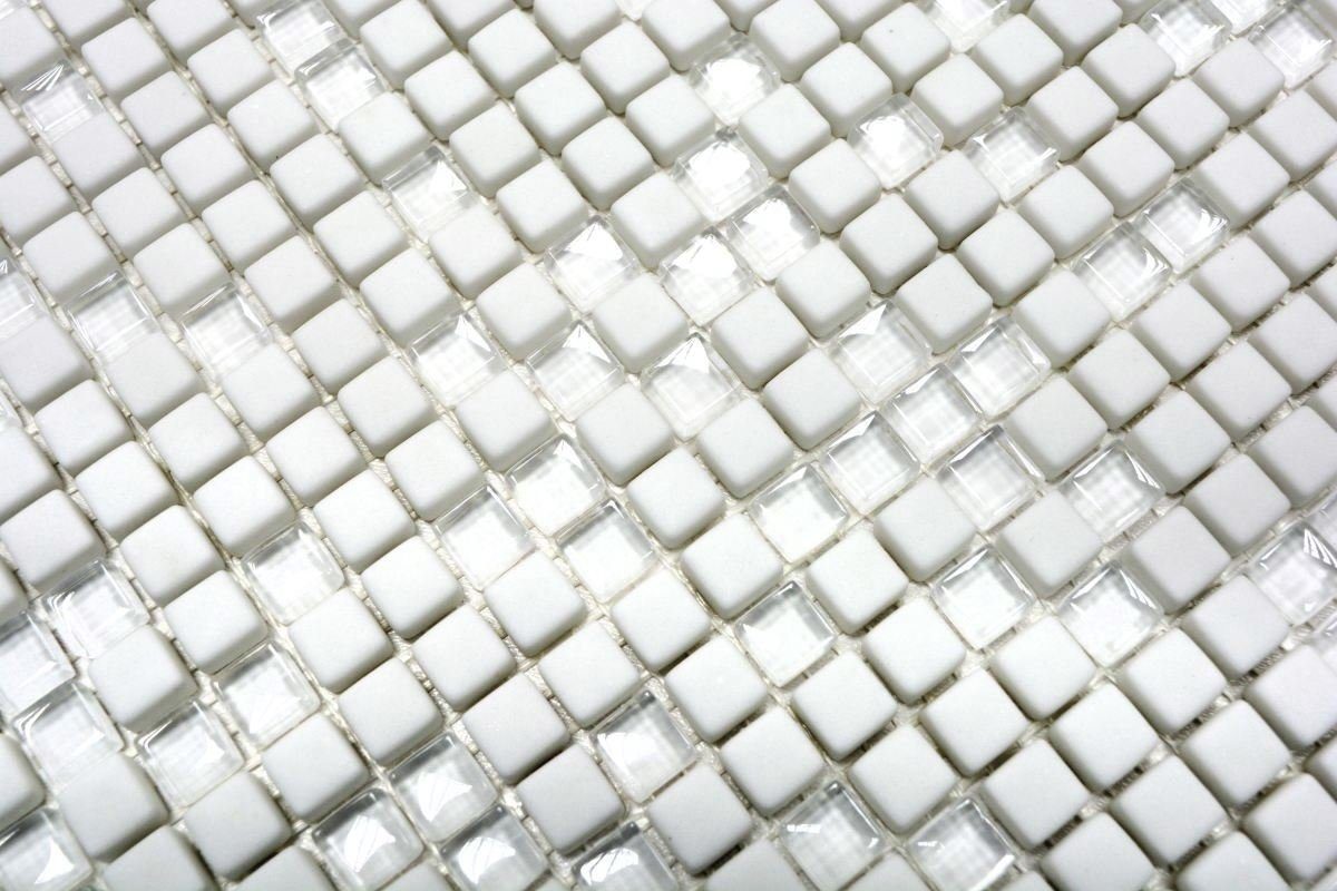 Mosaikfliesen Mosaikmatten Recycling weiß Mosaikfliesen 10 Glasmosaik Mosani / matt