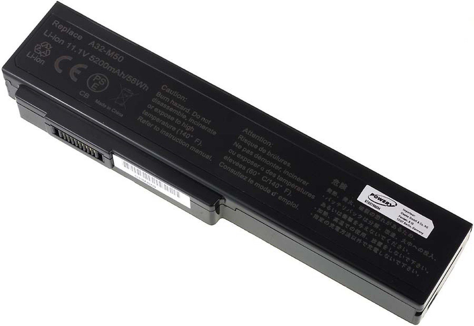Powery Akku für Asus Laptop-Akku mAh N53S V) 5200 (11.1