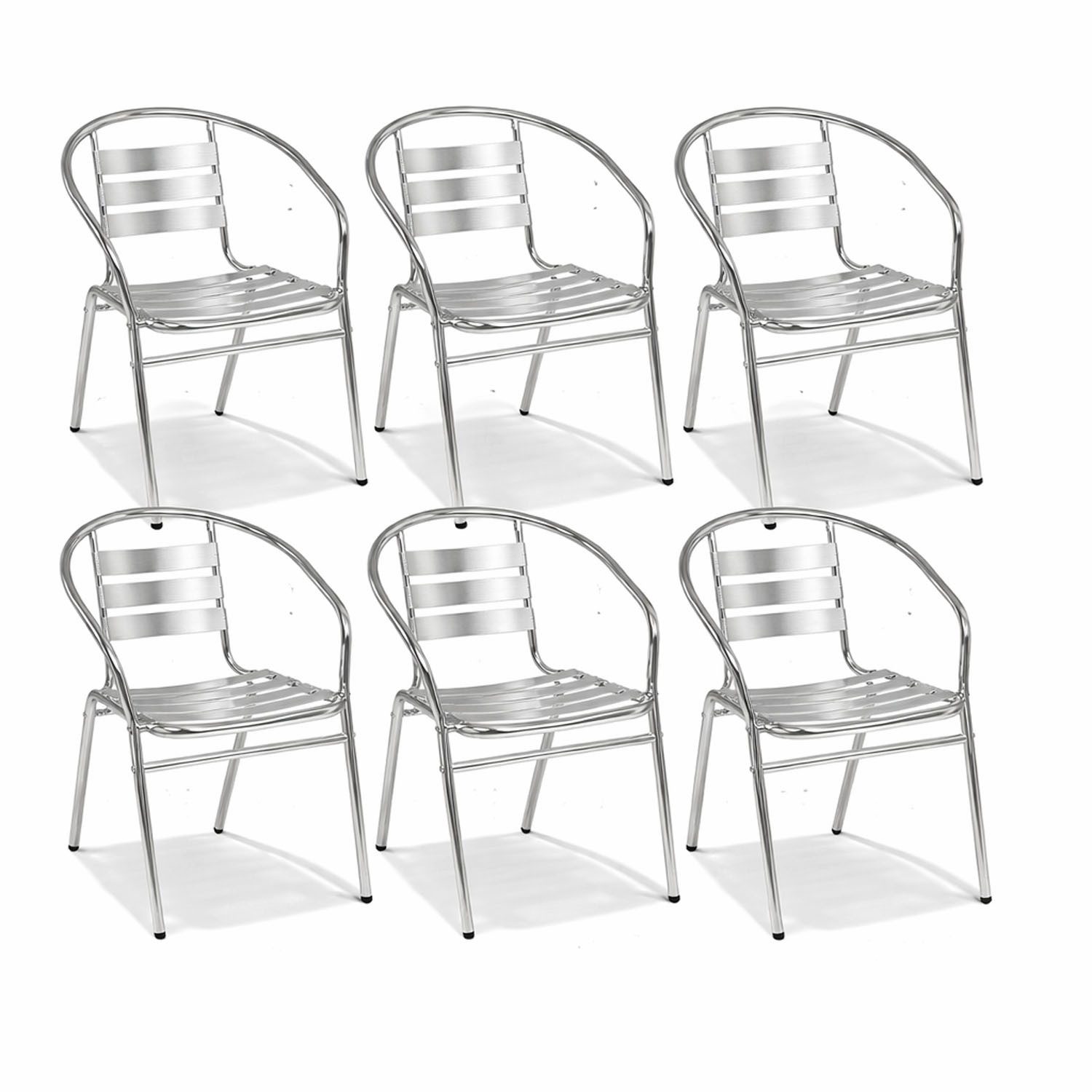 Mojawo Armlehnstuhl 6 Stk. stabile Aluminium Bistrostuhl Stapelstuhl Gartenstuhl stapelbar