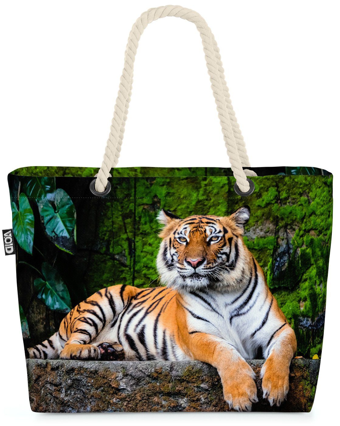 VOID Strandtasche (1-tlg), Tiger Dschungel Beach Bag Tiger Katze Raubkatze Urwald Dschungel Safari Afrika
