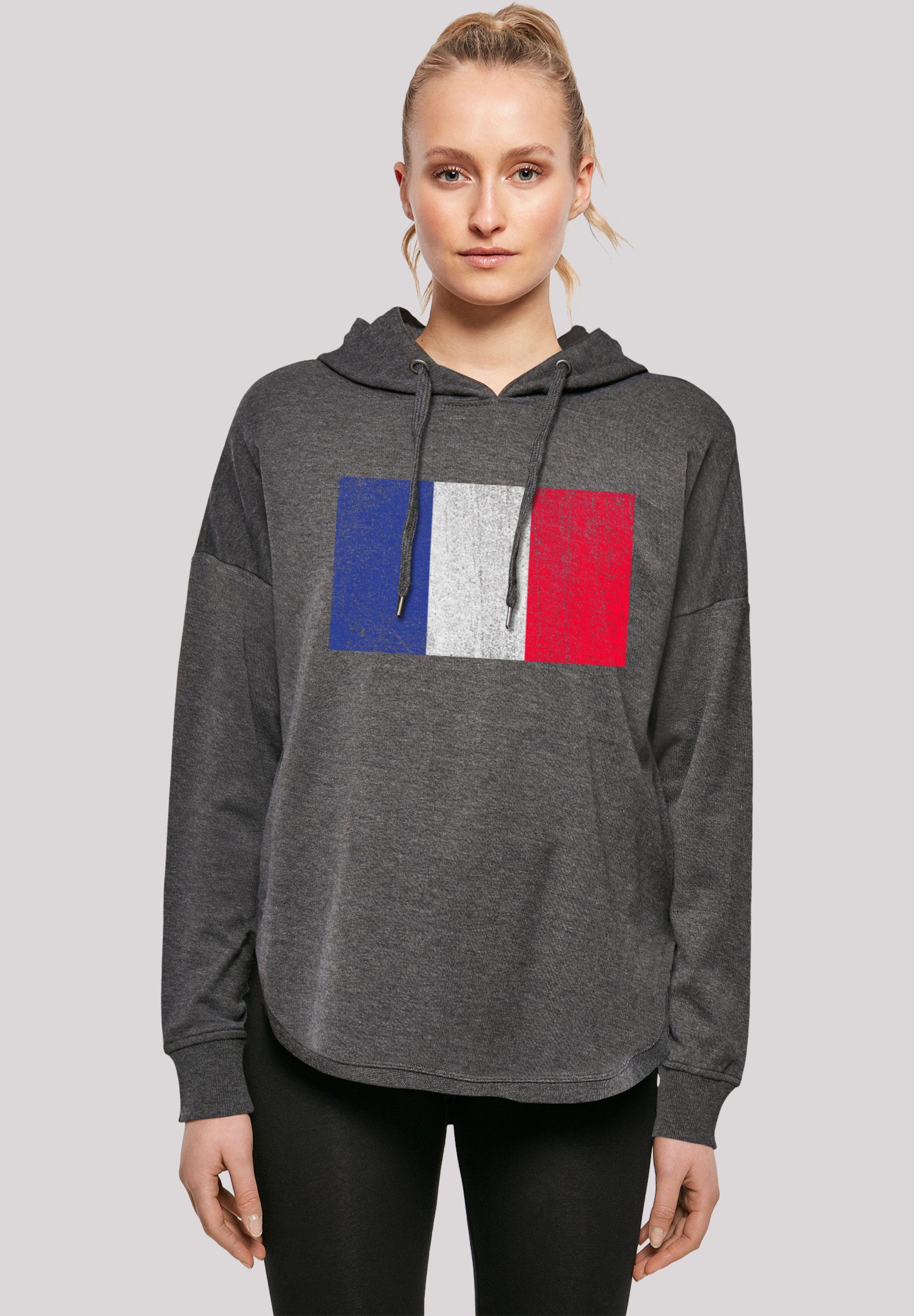 F4NT4STIC Kapuzenpullover France Frankreich Flagge distressed Print charcoal