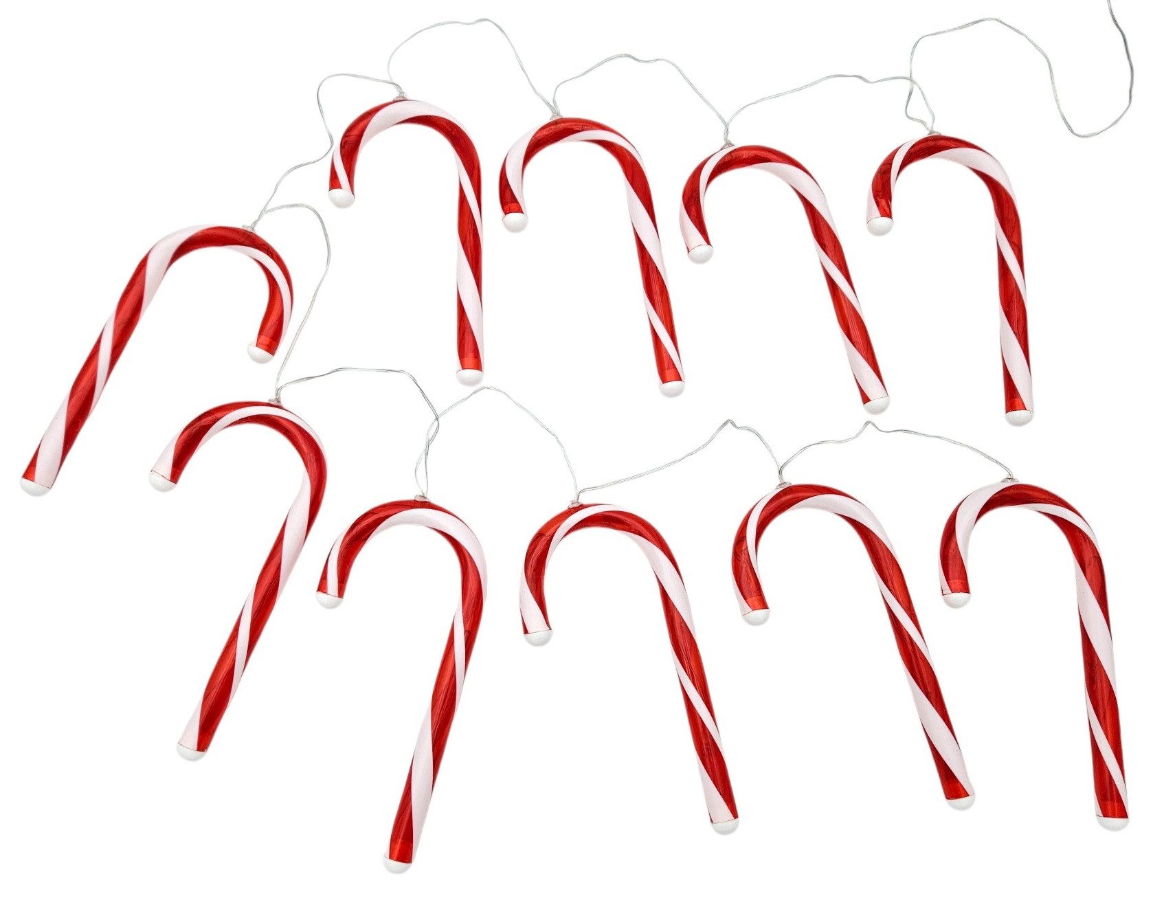 Meinposten LED-Lichterkette 10 Zuckerstangen LED Batterie 180cm warmweiß We günstig online kaufen