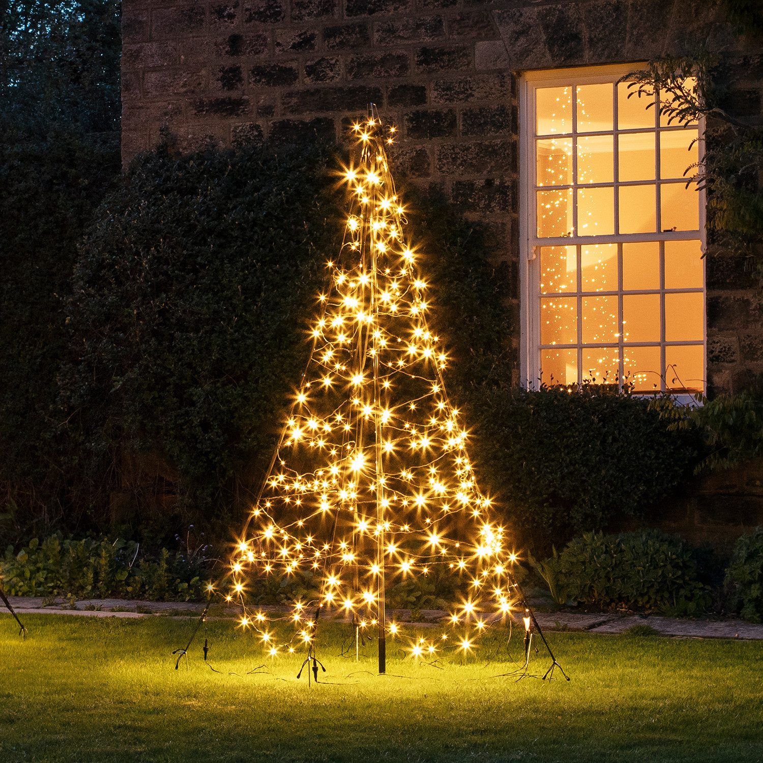 Lights4fun Künstlicher Weihnachtsbaum 2m Fairybell LED Baum Weihnachtsdeko außen