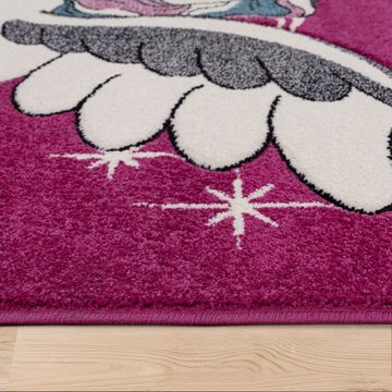 Kinderteppich Kinderteppich Pink Fuchsia Das Fliegende Einhorn Spielteppich, TT Home, Läufer, Höhe: 16 mm