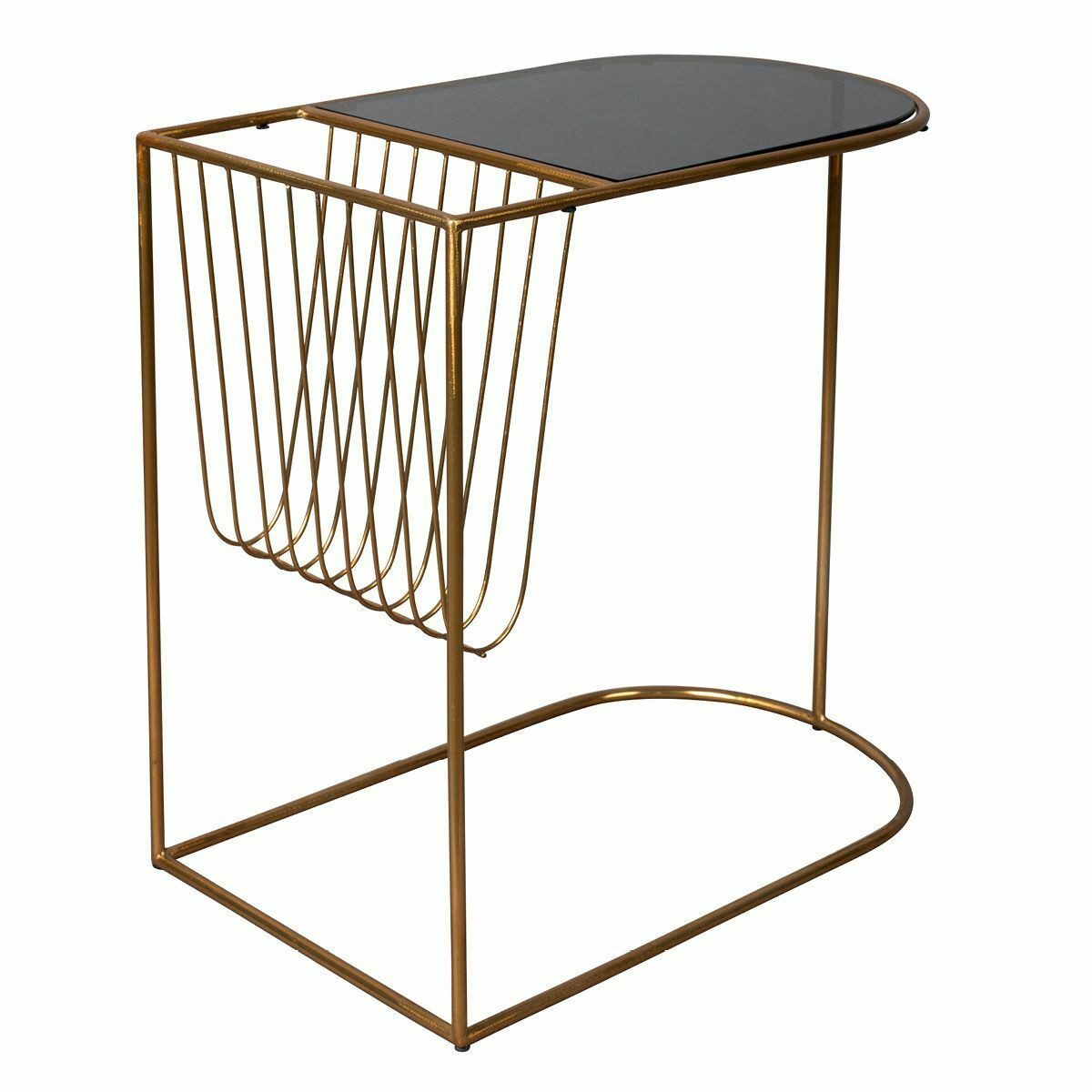 Zuiver Eckschreibtisch Dutchbone Beistelltisch Eileen schwarz gold Zeitungshalter Glas, Zeitschriftenhalter