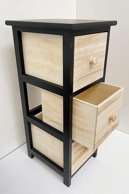 ADOB Kommode Schwarz Holz mit 3 Schubladen, vielseitig einsetzbar, immer aufgeräumt