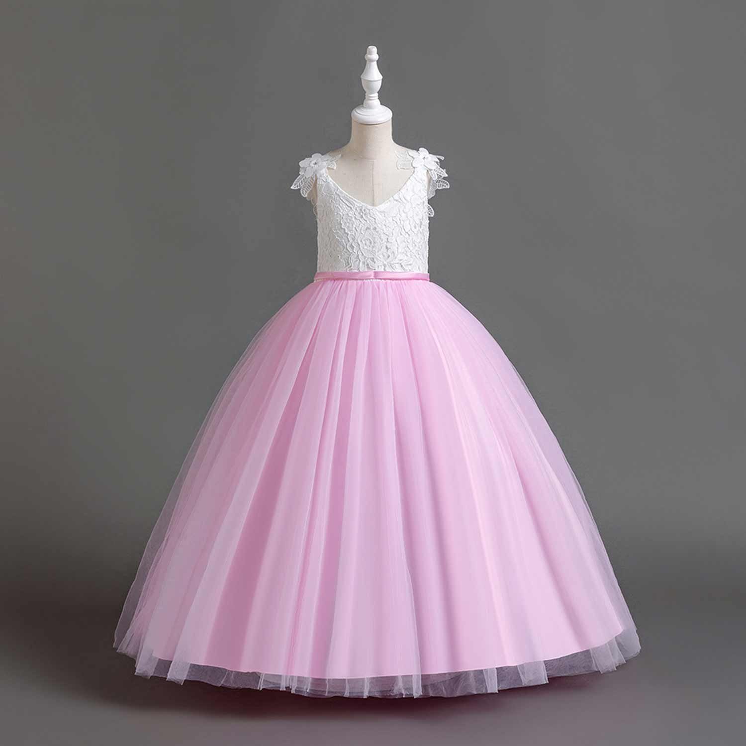 Daisred Abendkleid Prinzessinnenkleider Abendkleider Blumenmädchen Rosa Tüllkleider