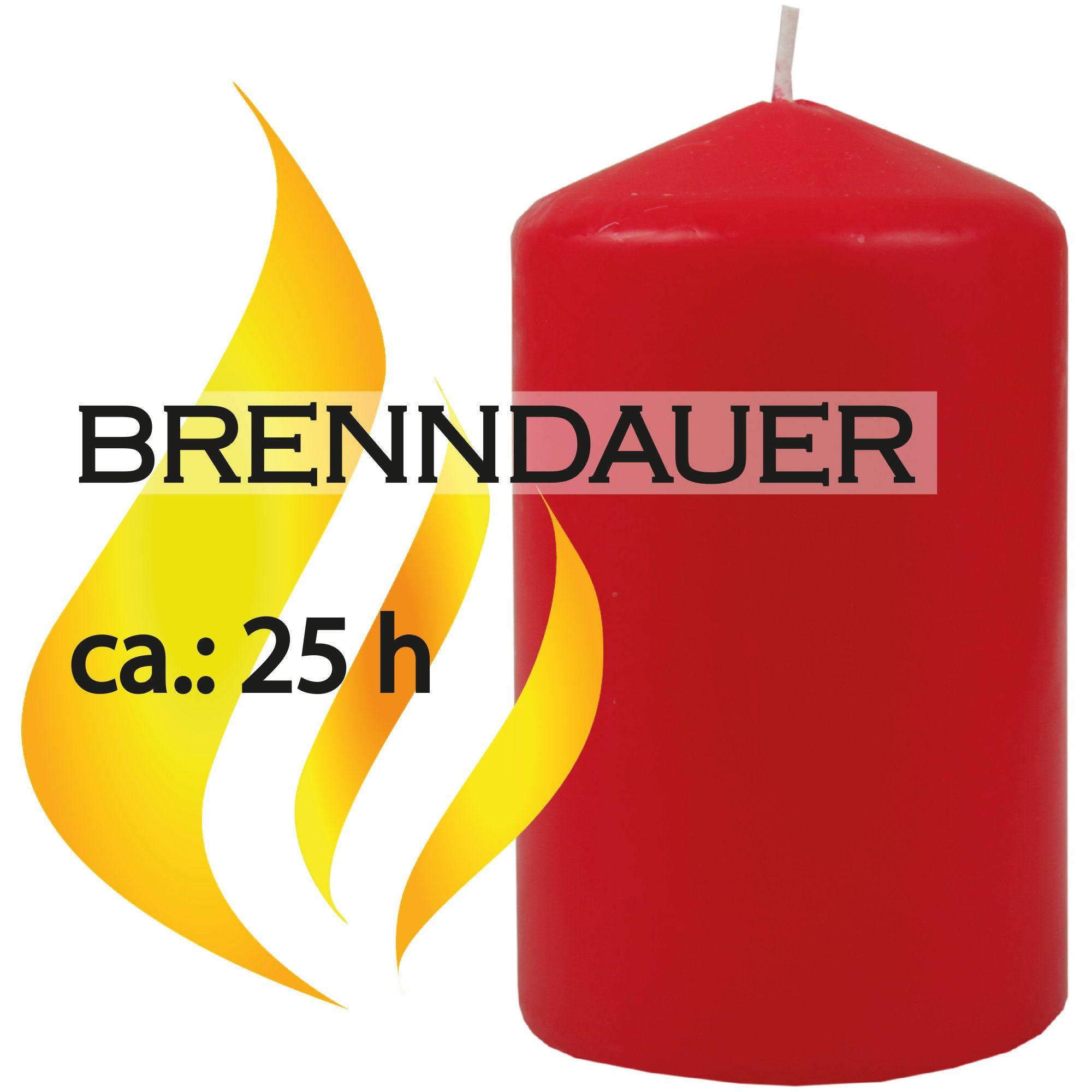 HS Candle Farben Wachskerzen Stumpenkerze (3-tlg), Blockkerze x in Ø6cm Rot - Kerze 13,5cm vielen