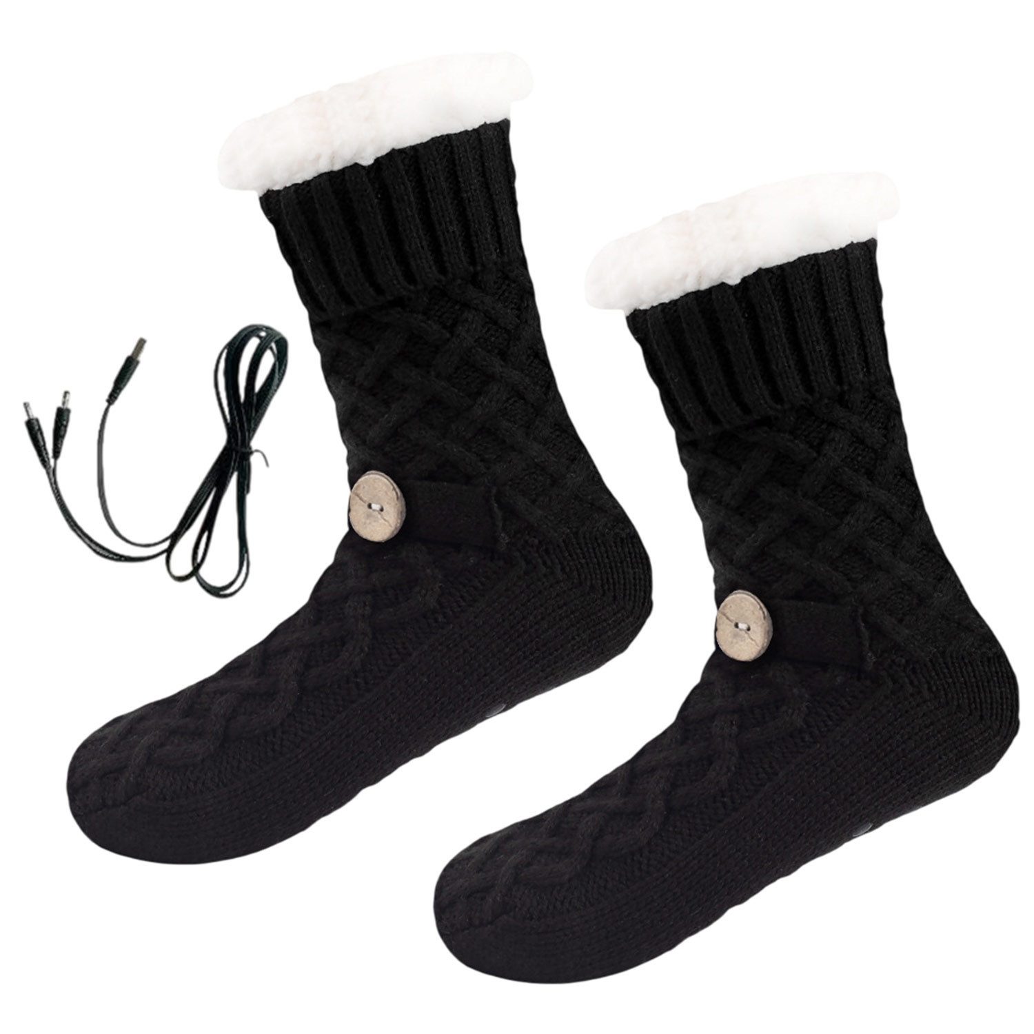 Refttenw Thermosocken Damen Kuschelsocken,USB-beheizte Socken,Anti-Rutsch-Socken,warme