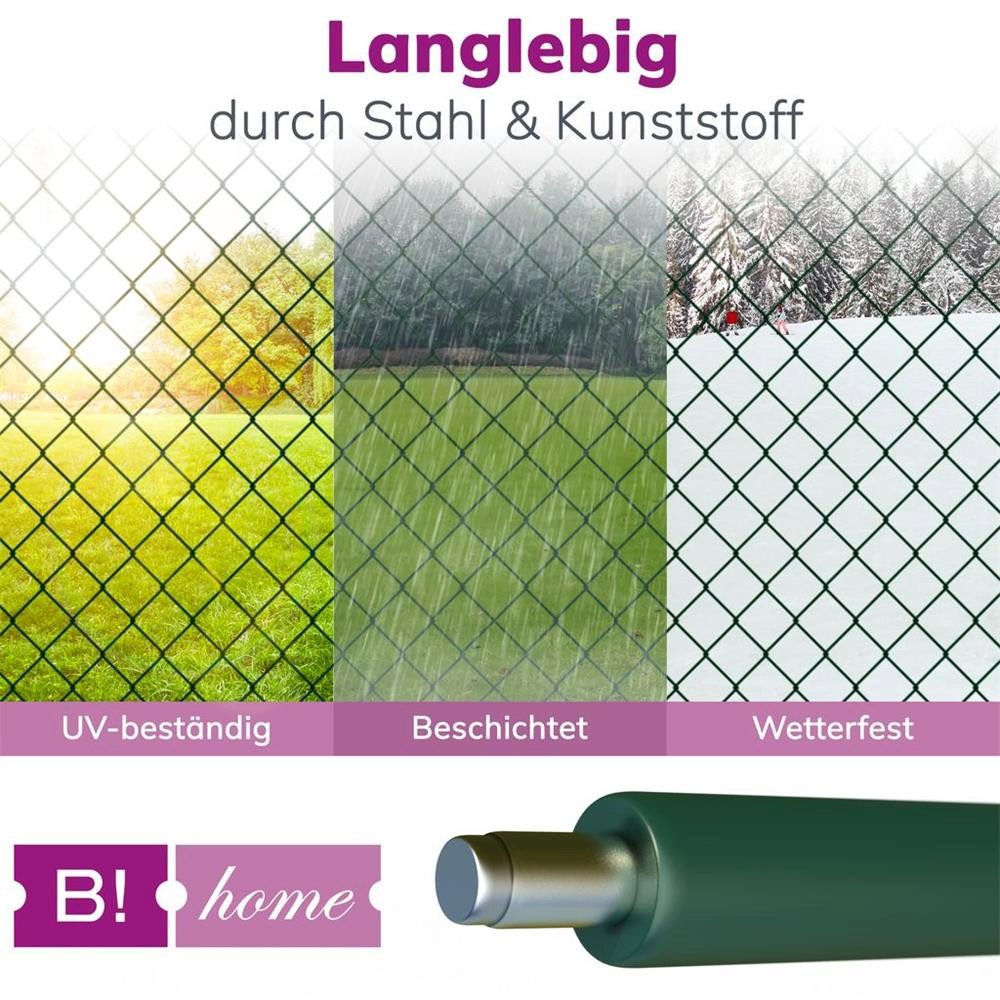 B!HOME Maschendrahtzaun Maschendrahtzaun grün/Gartenzaun mit Viereckgeflecht, idealer stabiler Zaun für Grundstück, Garten und Tiergehege