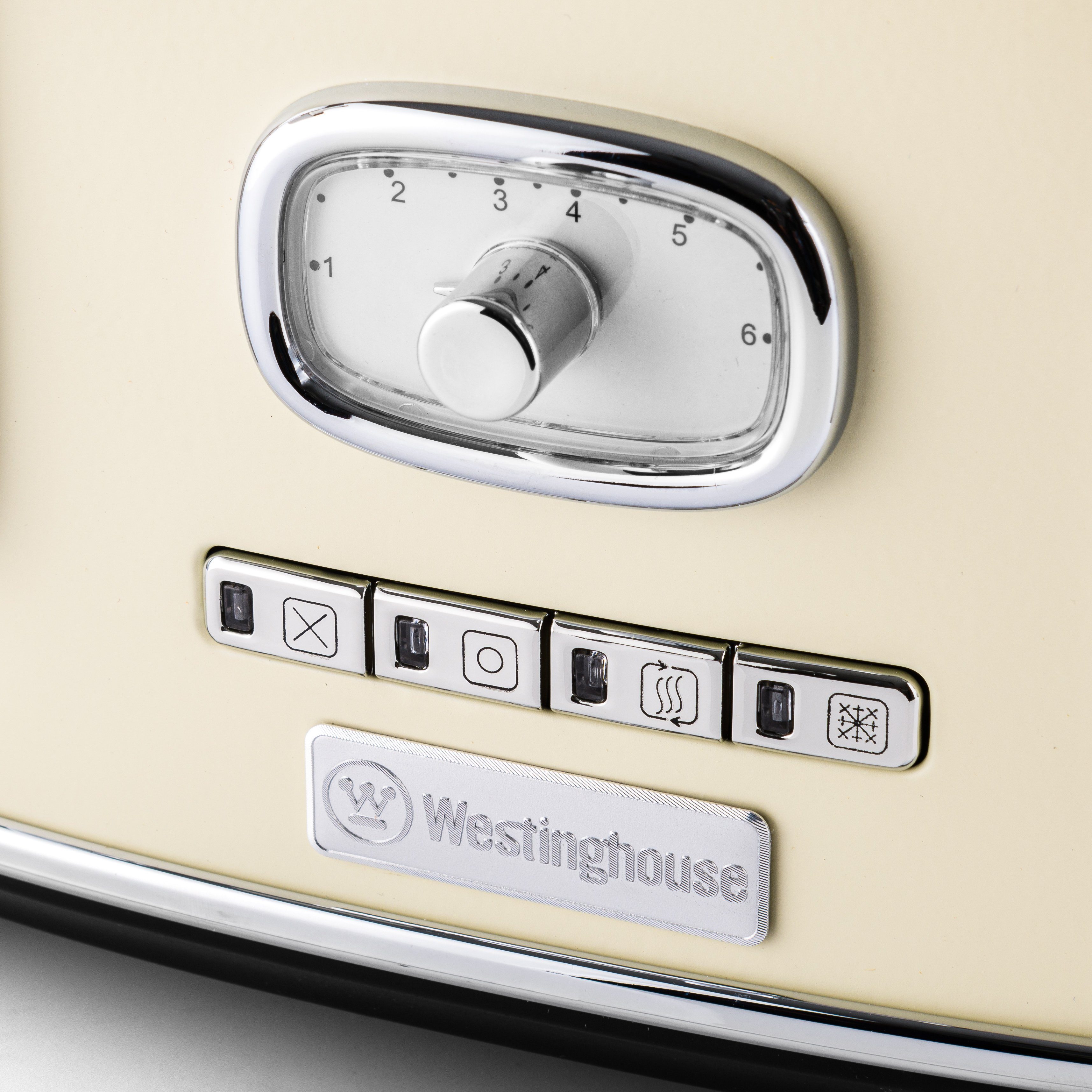 Westinghouse 6 Überhitzungsschutz cremeweiß W, Toaster kurze Aufwärm-Funktion, WKTT809,Krümelschublade 1750 Schlitze, 4 Stufen, für 4 Auftau-, Scheiben,