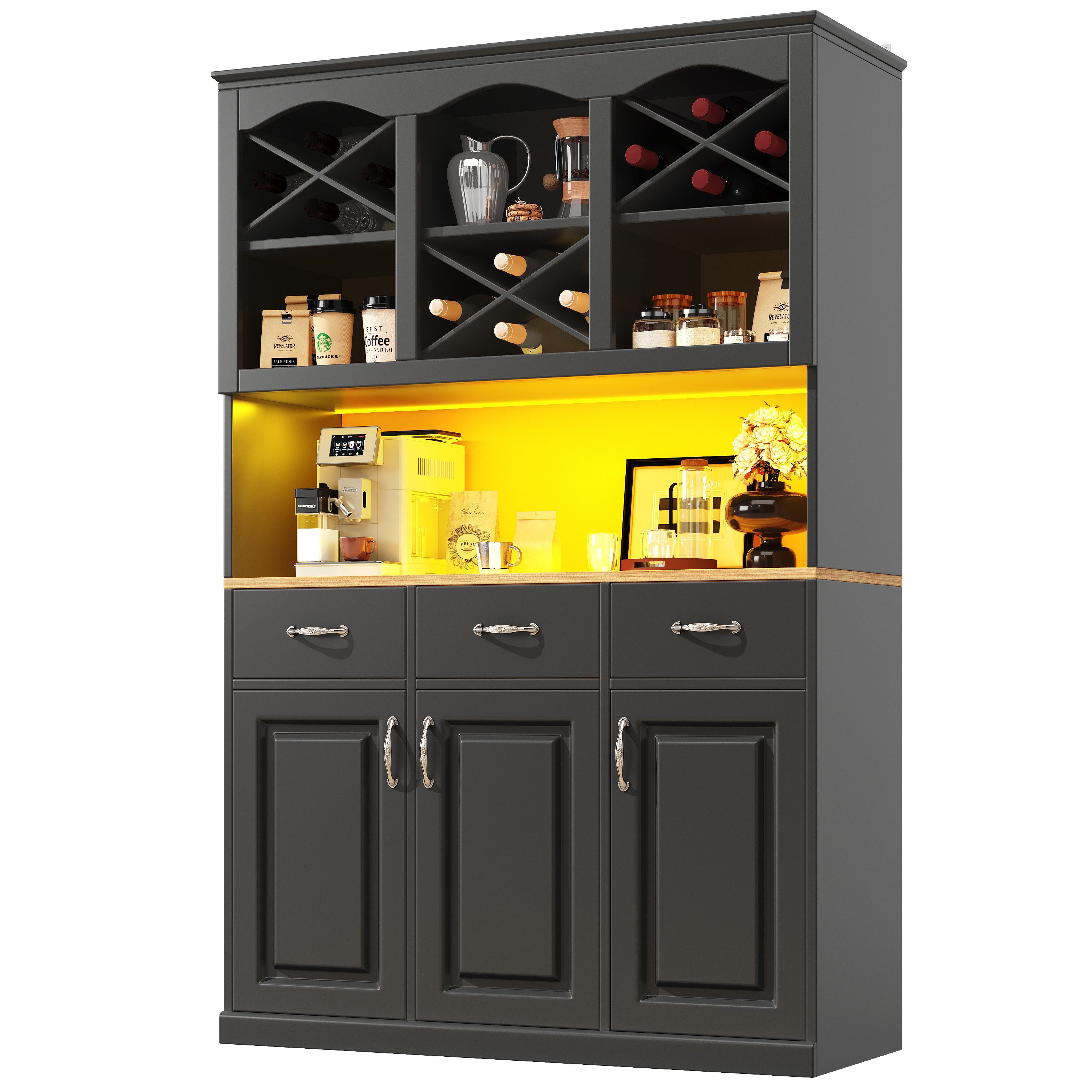 OKWISH Hochschrank Küchenschrank,Vitrinenschrank,Buffetschrank (Küchenschra günstig online kaufen