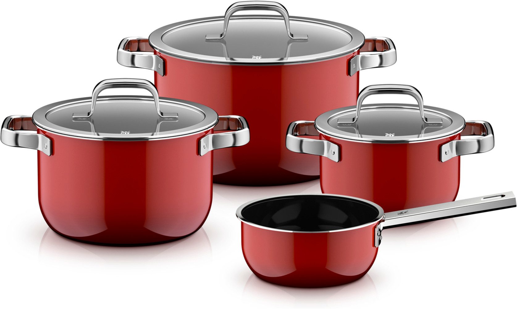 WMF Topf-Set Fusiontec Mineral Pro, Glas, Edelstahl (Set, 7-tlg), kratzfeste Oberfläche, wärmereduzierende Hohlgriffe, Made in Germany
