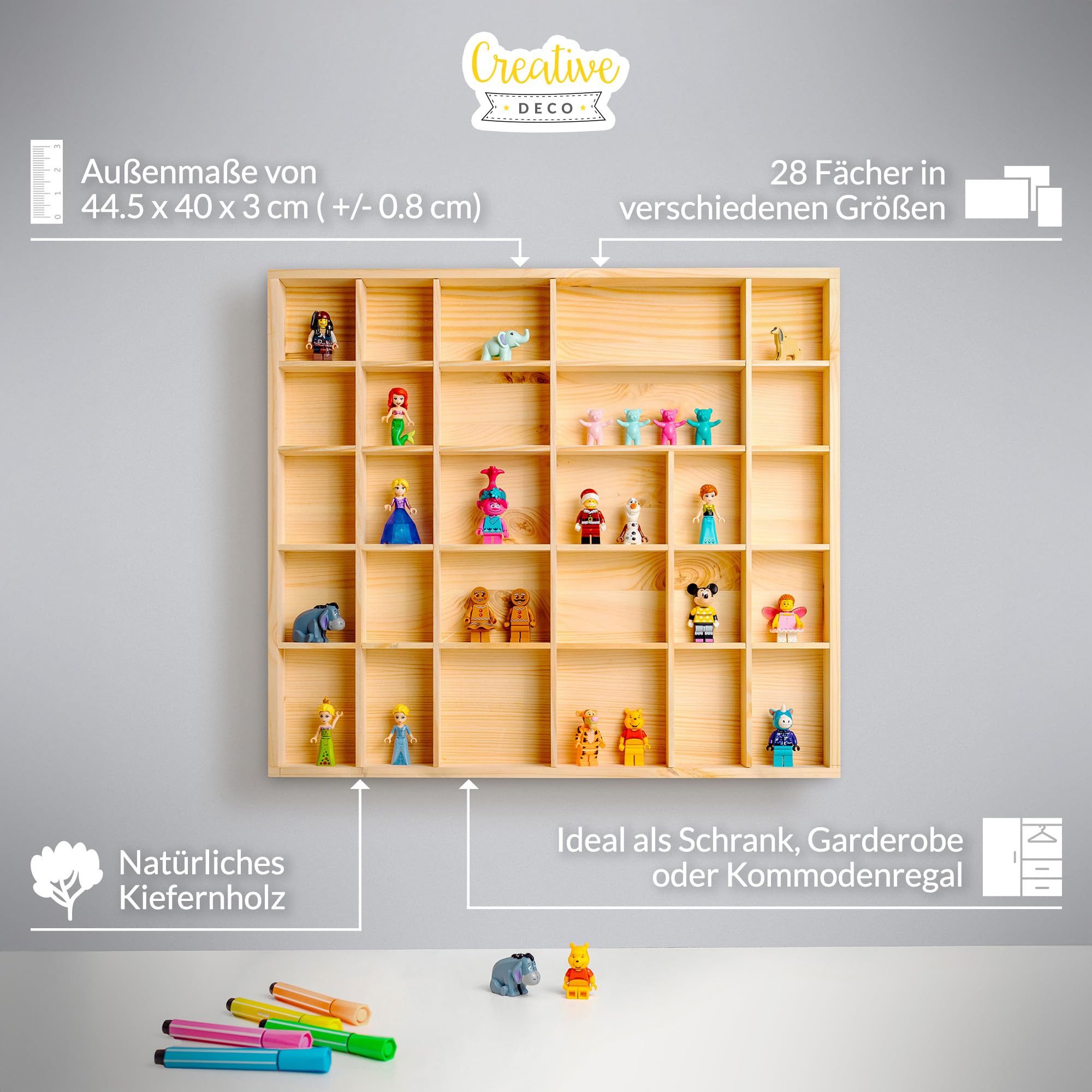 Creative Deco Schubladenbox Setzkasten Holz Sammelbox 28 Fächer 44,5 x 40 x 3 cm – Bild 4 von 5