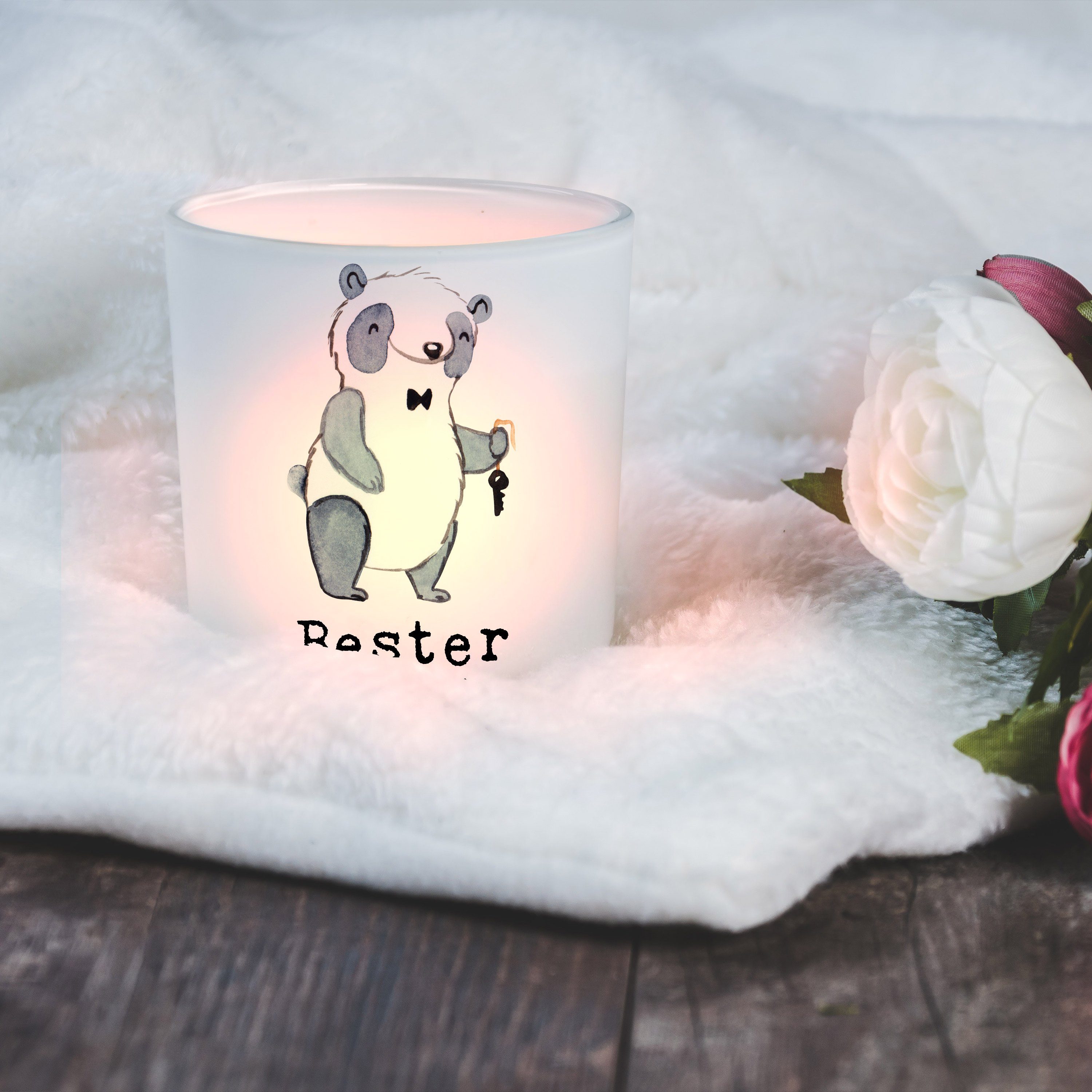 - Transparent Geschenkt Windlicht Mr. Mitbewohner Bester Mrs. Welt Panda & (1 Panda Geschenk, der - St)