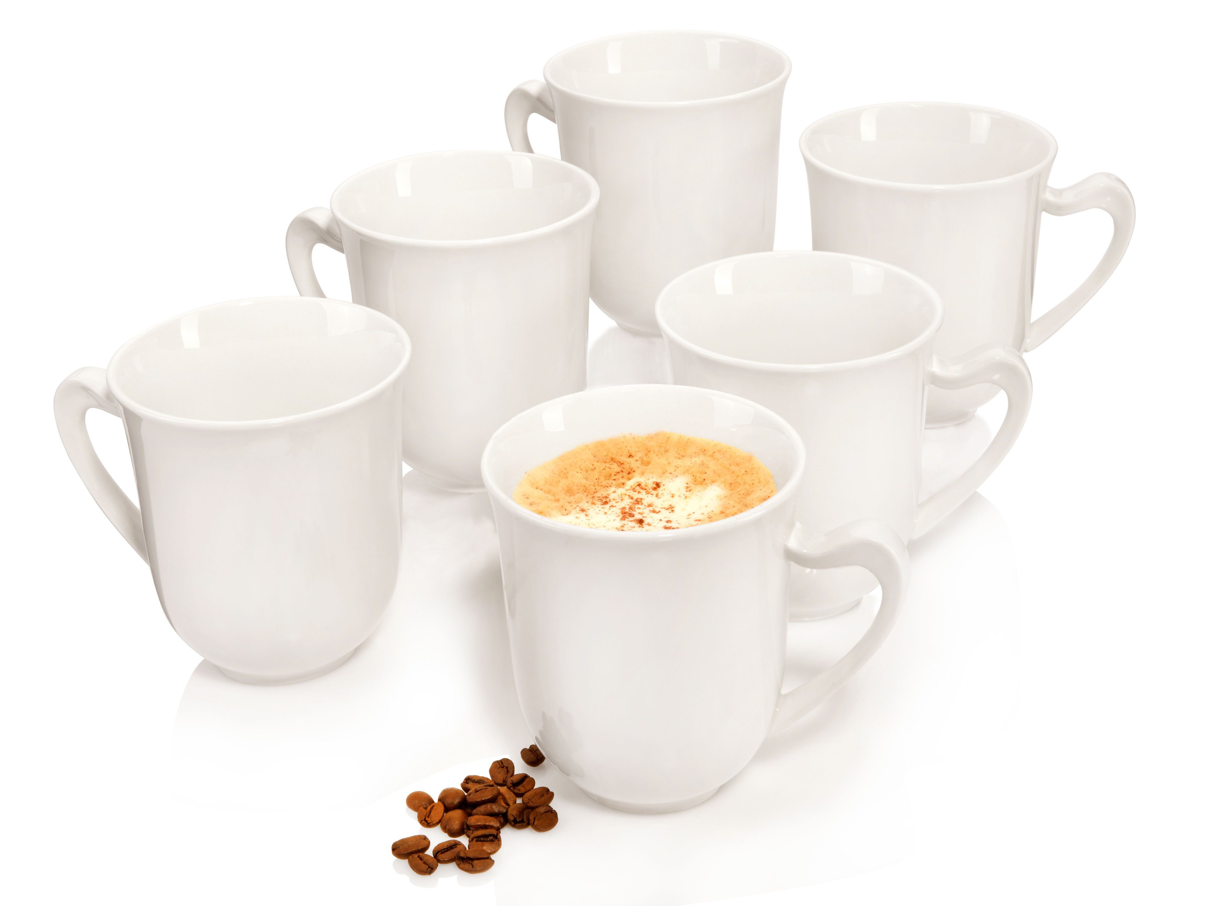 SÄNGER Becher Paris Kaffeebecher Set, Weiß, Porzellan, 330 ml, Premium Collection