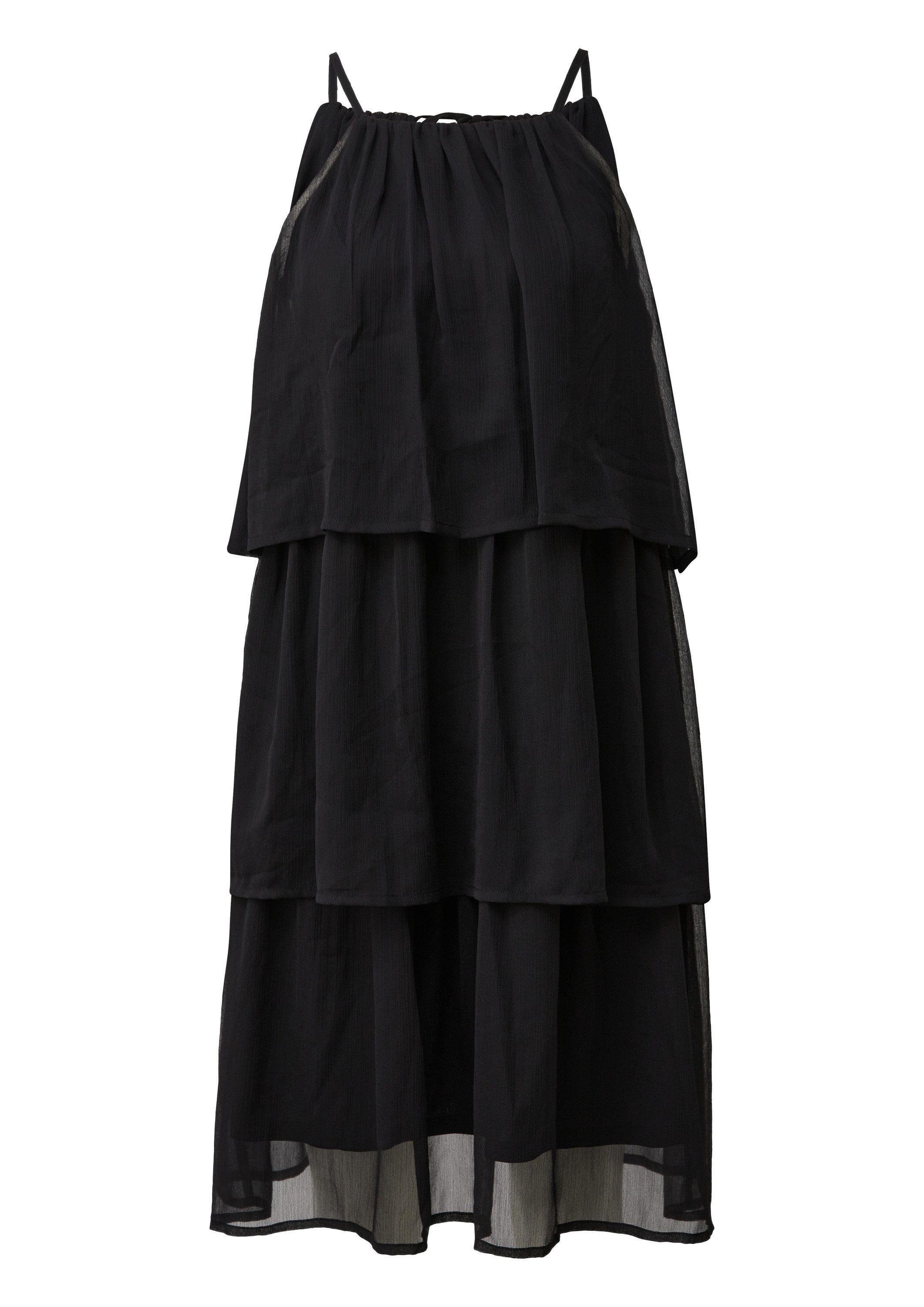 QS Minikleid Kleid Knielanges Chiffonkleid mit Volants