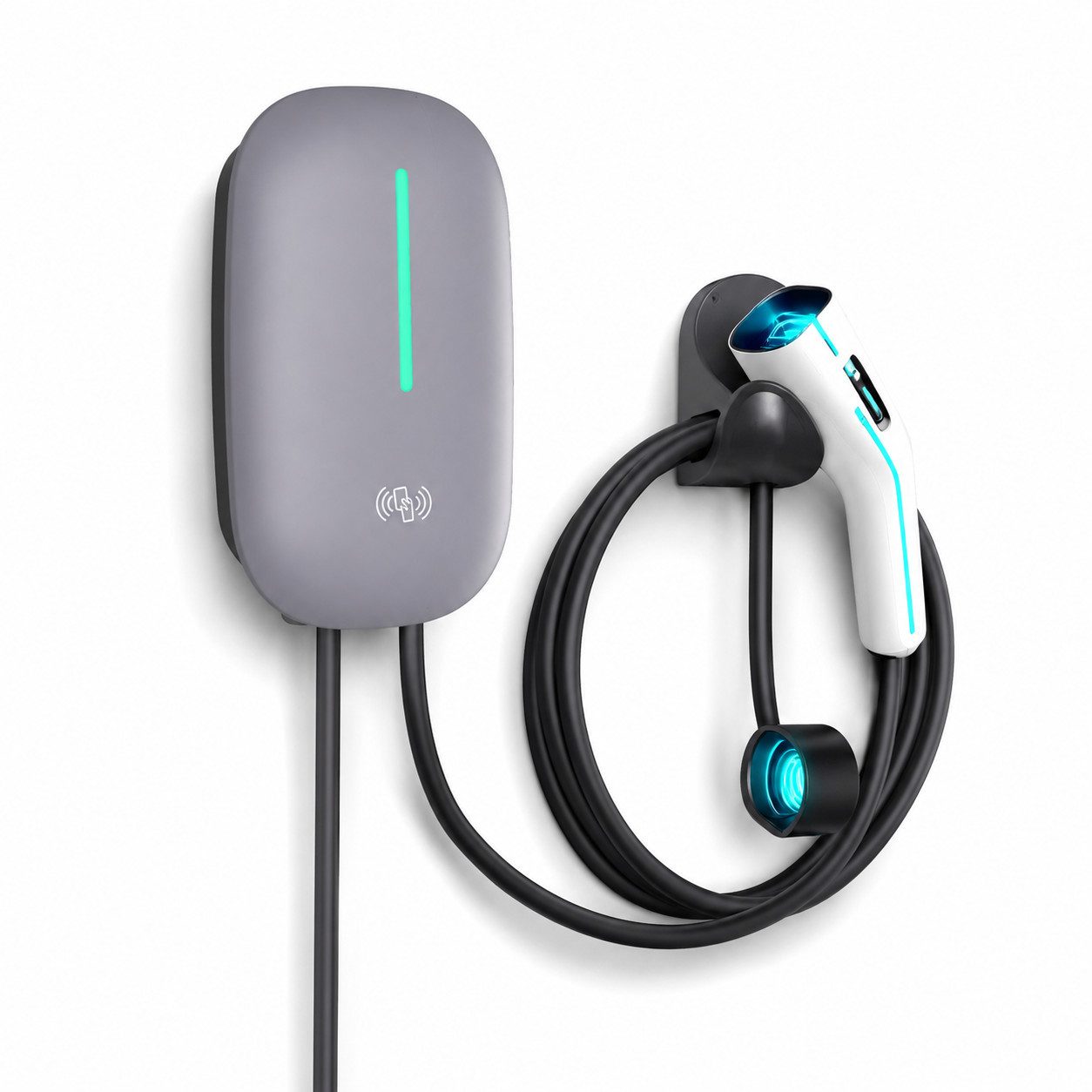 Tekoo Elektroauto-Ladestation Ladestation Wallbox E-Auto 7,4kW Typ 2 WLAN & App-Steuerung, Wallbox 7,4kW / 32A, 1-phasig, Einzelgerät, 9-facher Sicherheitsschutz,intelligenter Temperaturkontrollchip
