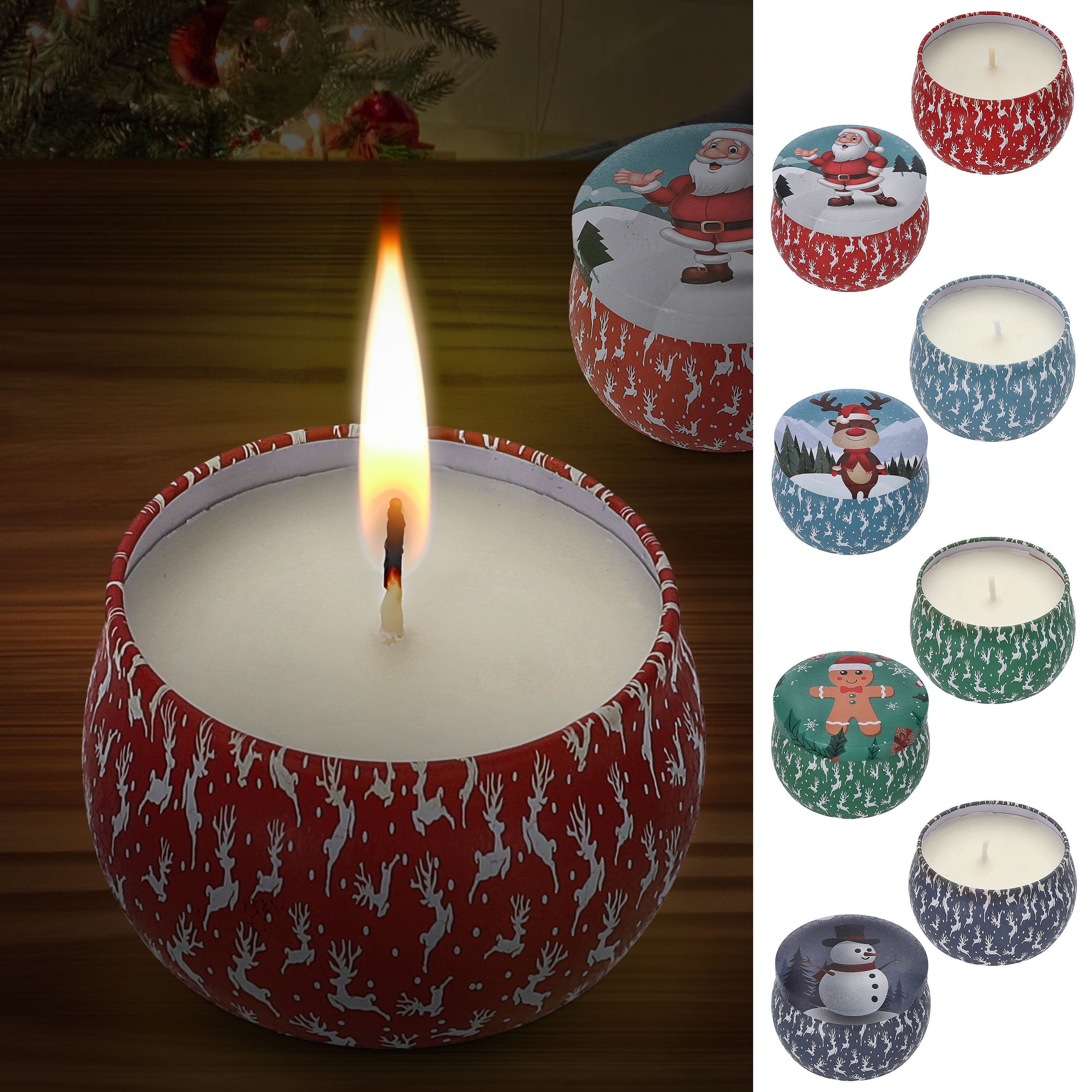 CEPEWA Duftkerze Duftkerze in Dose 4er Set Paraffin Metall 8x5cm 125g Weihn günstig online kaufen