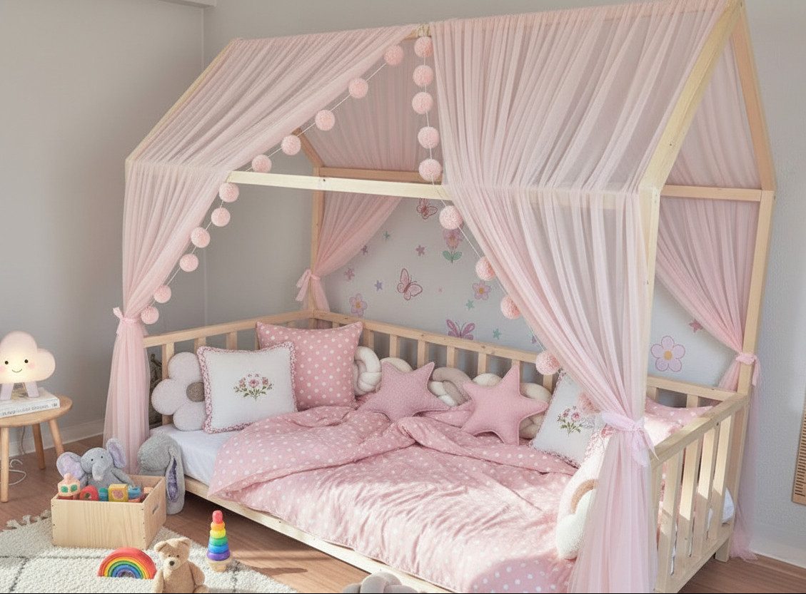 Baby Fancyroom Betthimmel Betthimmel Tüll Hausbett Kinderbett 2 Stück 340cm günstig online kaufen