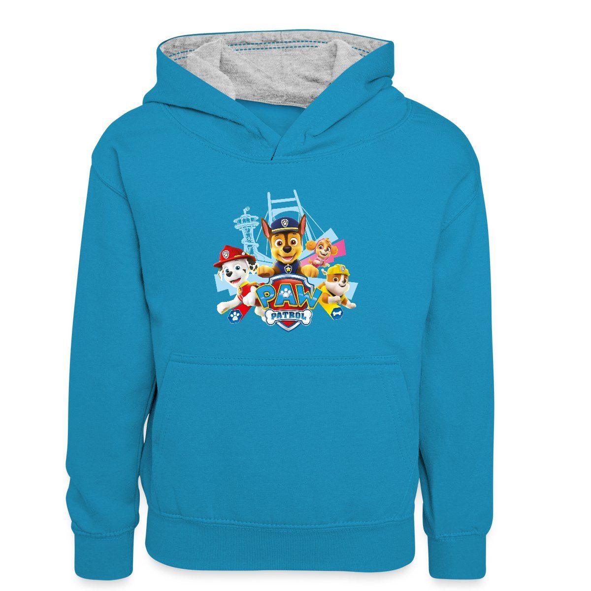 Spreadshirt Hoodie Paw Patrol Logo Kinder Kontrast-Hoodie (1-tlg)