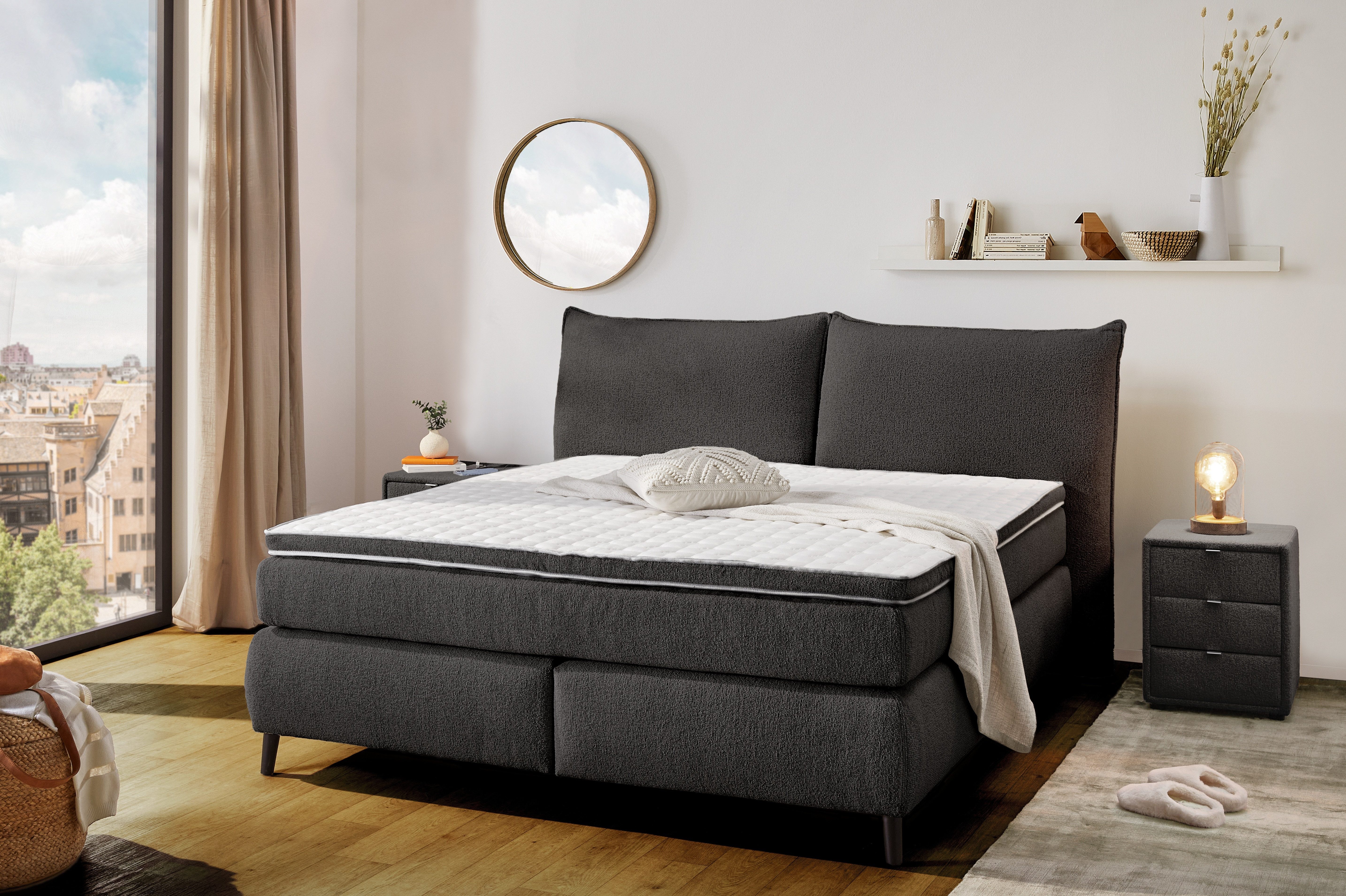 Jockenhöfer Gruppe Boxspringbett Hacienda, Breite 180cm,erhältlich in verschiedenen Farben, 7-Zonen-TTFK-Matratze, KS-Topper, verschiedene Härtegrade wählbar