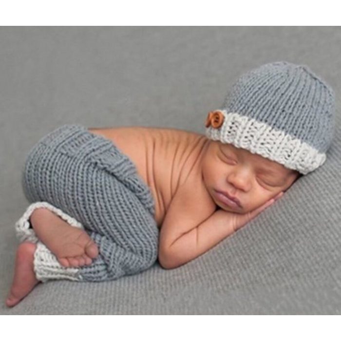 Matissa & Dad Neugeborenen-Geschenkset Baby Fotoshooting Strick Sleepy (2-tlg)