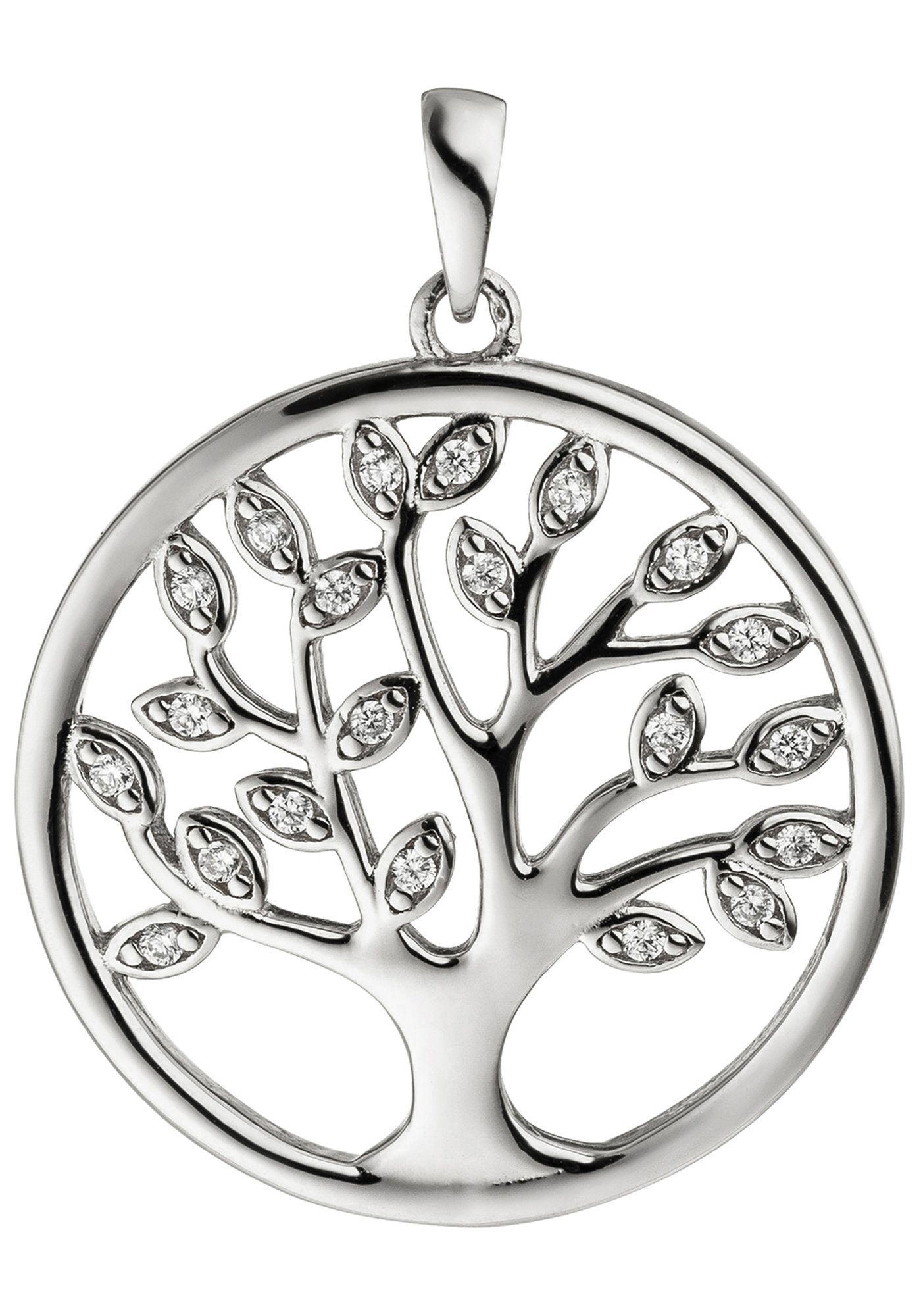 JOBO Kettenanhänger Anhänger Lebensbaum, Zirkonia 925 mit 21 Silber