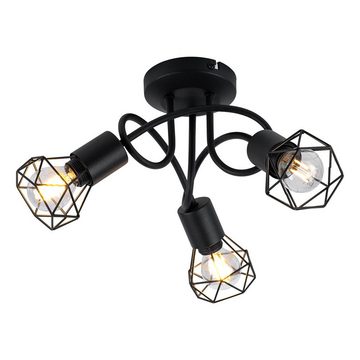 etc-shop LED Deckenleuchte, Leuchtmittel inklusive, Warmweiß, Decken Strahler Retro Käfig Lampe schwarz Wohn Zimmer Spot Leuchte-