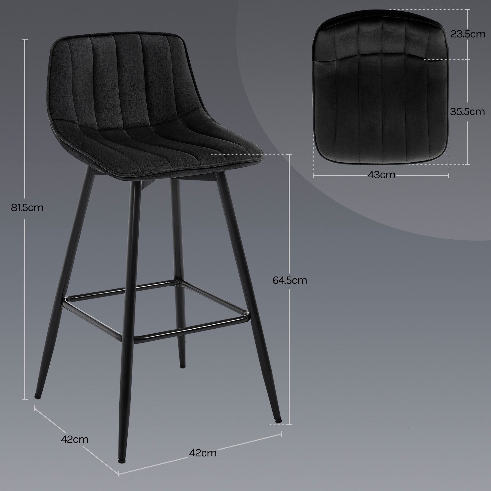 Woltu Barhocker (2 St), Designer Tresenhocker Bistrohocker mit Fußstütze