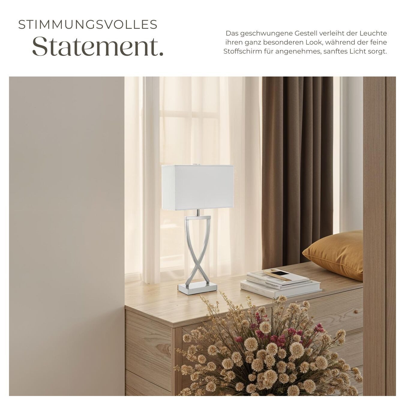 tectake Schreibtischlampe Tischleuchte Avina, modernes Design, 60W, Stabil, nicht relevant, Charmante Tischleuchte in modernem Design