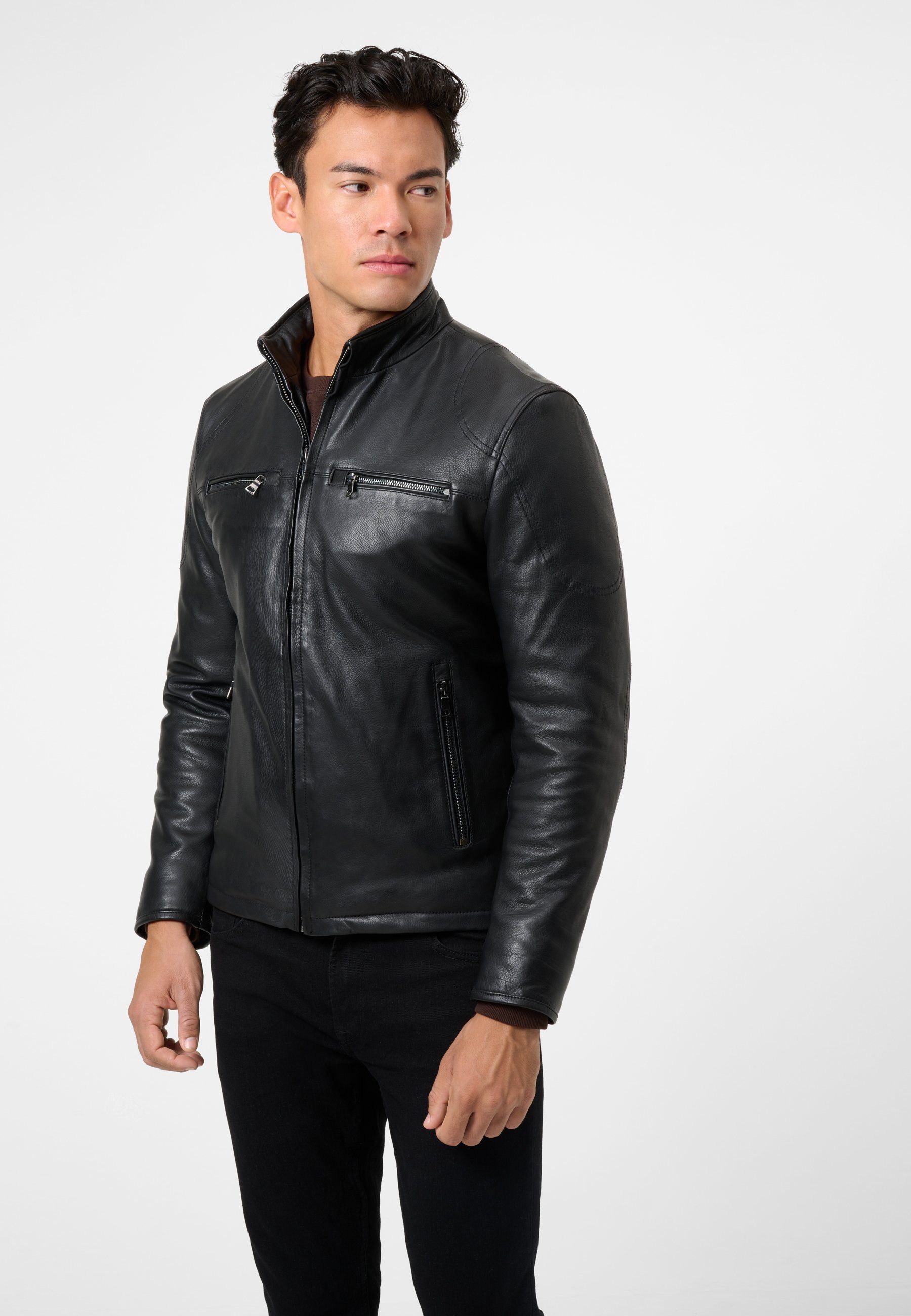 RICANO Lederjacke Jefferson Lederjacke im Urban Stil aus hochwertigem Lamm Nappa Leder