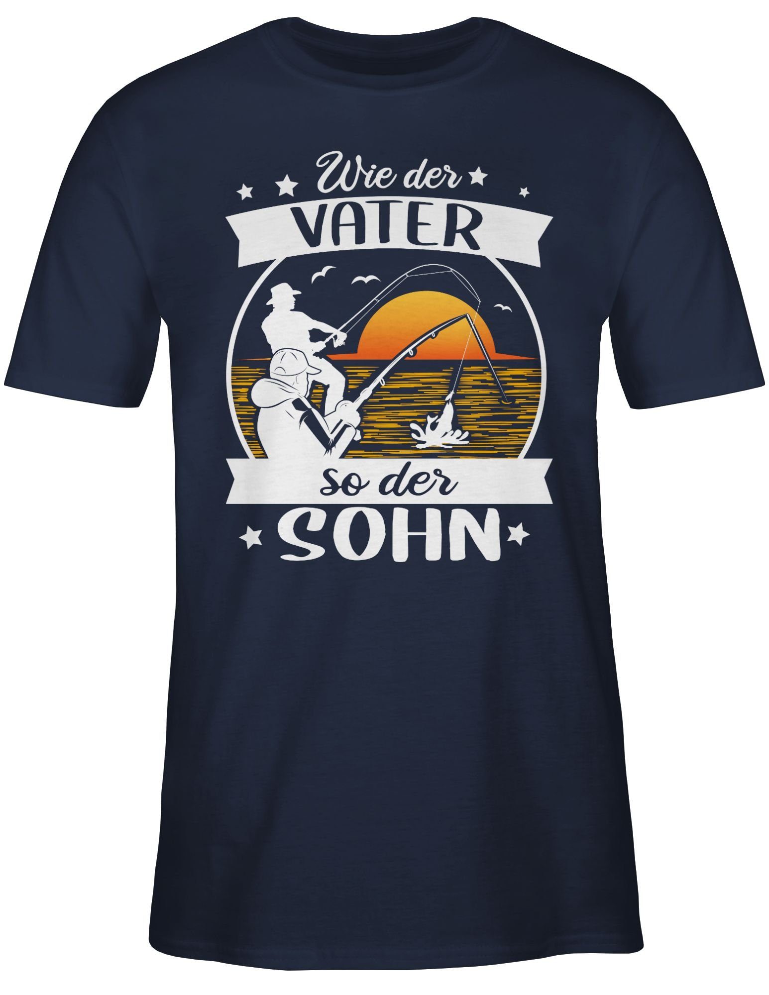 Shirtracer T-Shirt Wie der Vater der - 3 so Navy Blau Geschenke weiß/orange - Angeln Angler Sohn